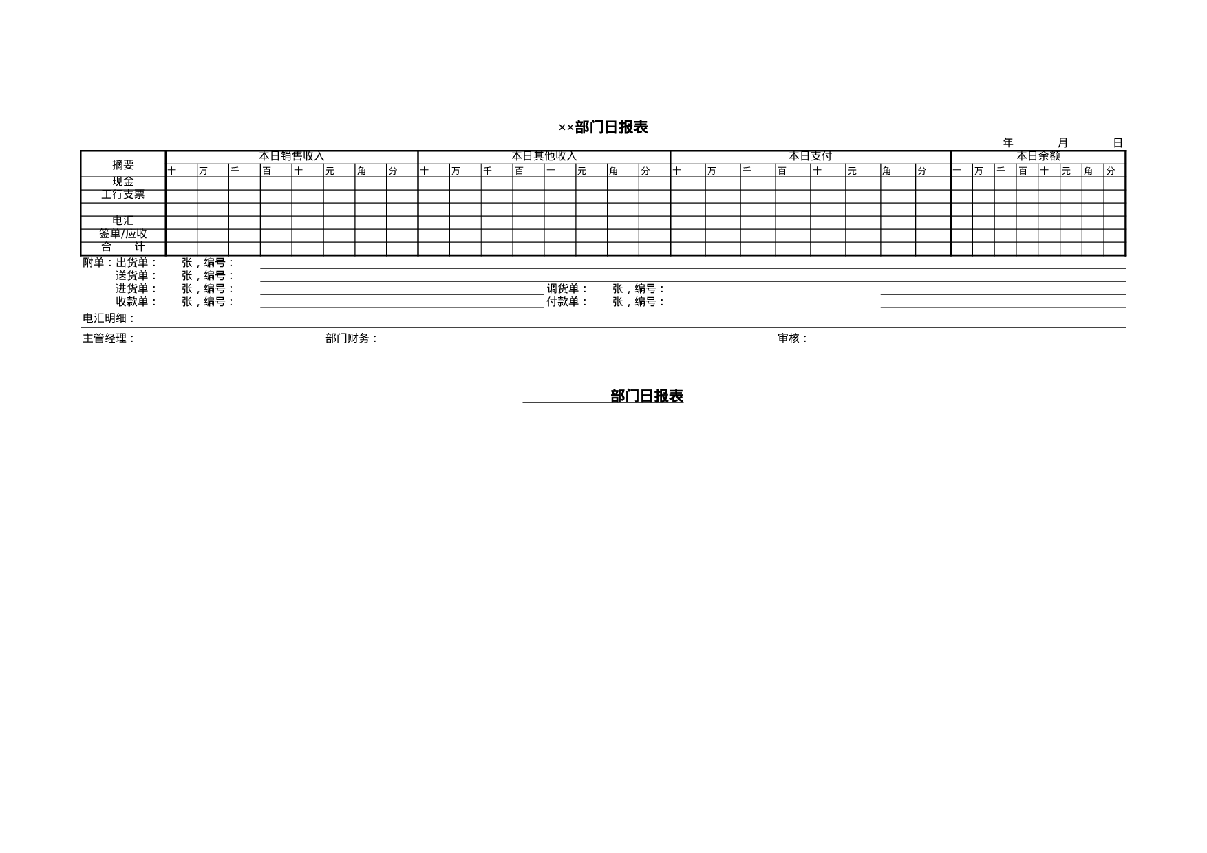 部门日报表.xls 第1页