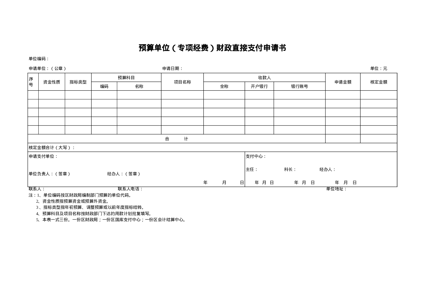 预算单位（专项经费）财政直接支付申请书.xls 第1页