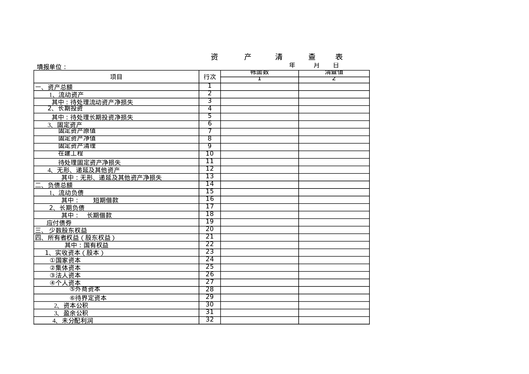 资产清查表.xls 第1页