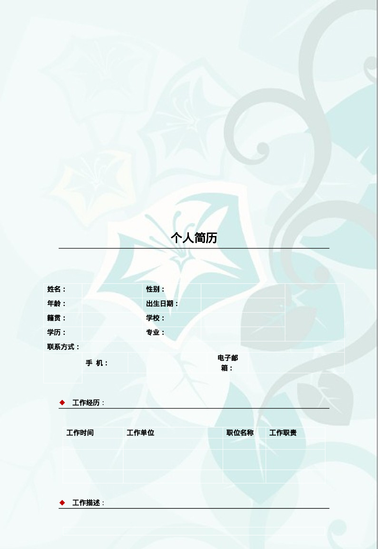 034.素净夕颜_罗列式_适用于应届生_2页式_无内容_有封面.doc 第2页