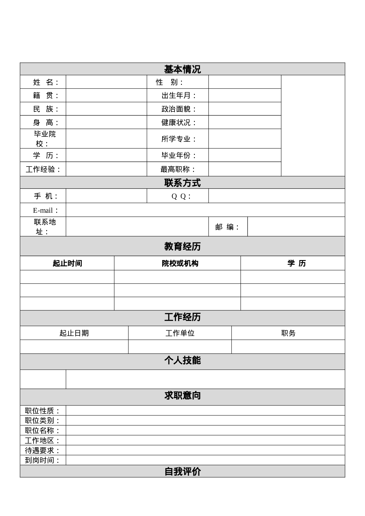 061.灰白简历_表格式_ 2页式_无内容_无封面.doc 第2页