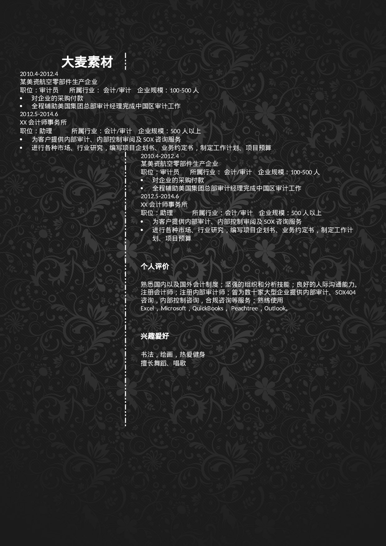 大麦精品参考简历_089.doc 第1页