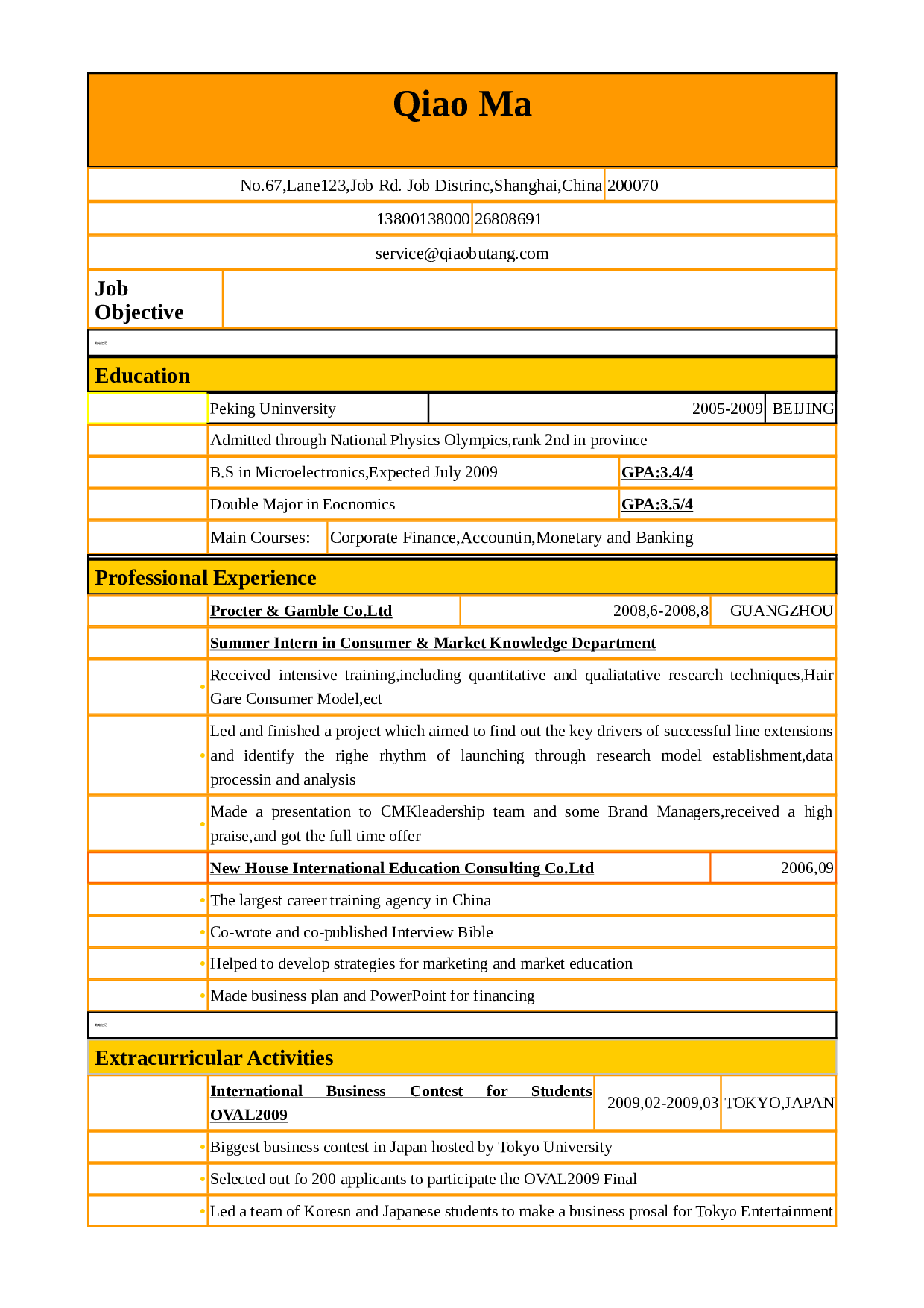 英文简历范本.doc 第1页