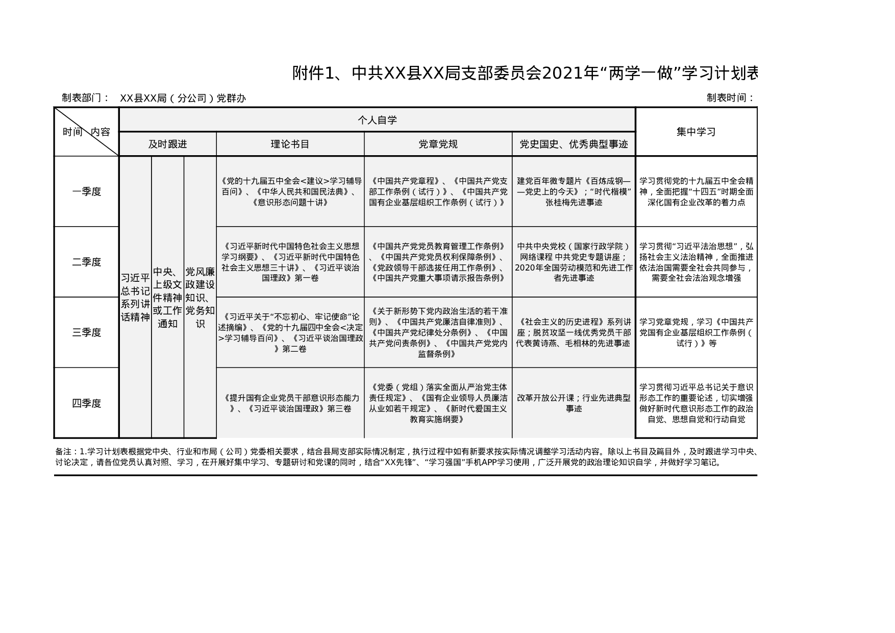 2021年度三会一课、两学一做、主题党日计划表.xlsx 第1页