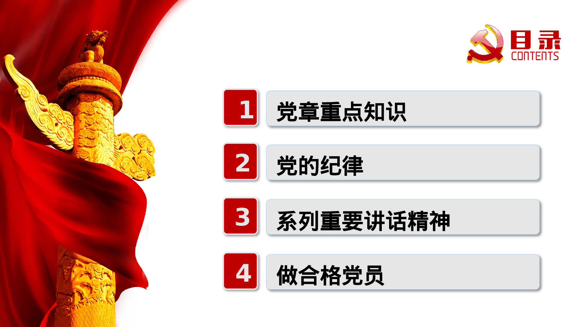 红色简约政府党委党支部党员党务基本知识学习课程党课培训ppt模板.pptx 第2页