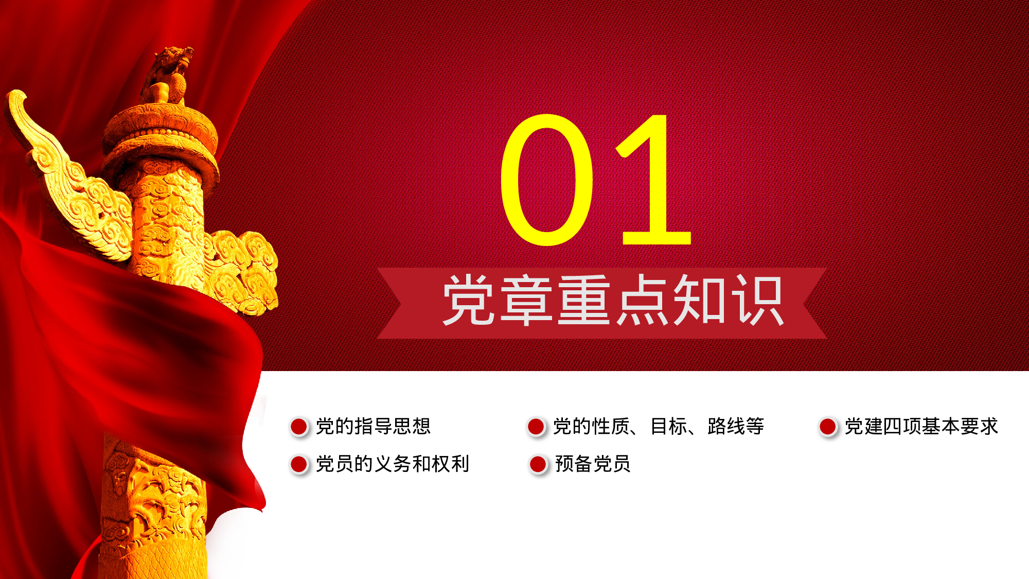 红色简约政府党委党支部党员党务基本知识学习课程党课培训ppt模板.pptx 第3页