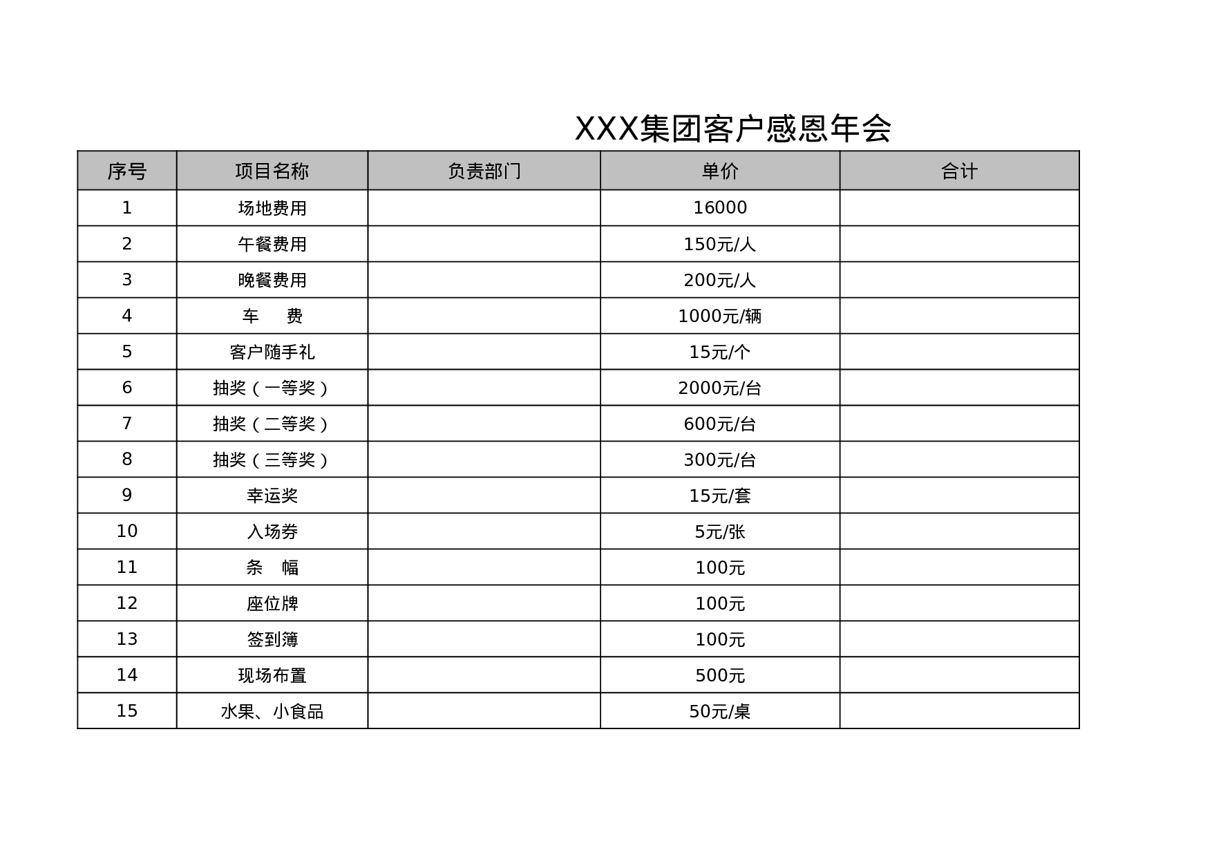 【年会费用预算表】公司客户、员工年会预算表.xls 第5页