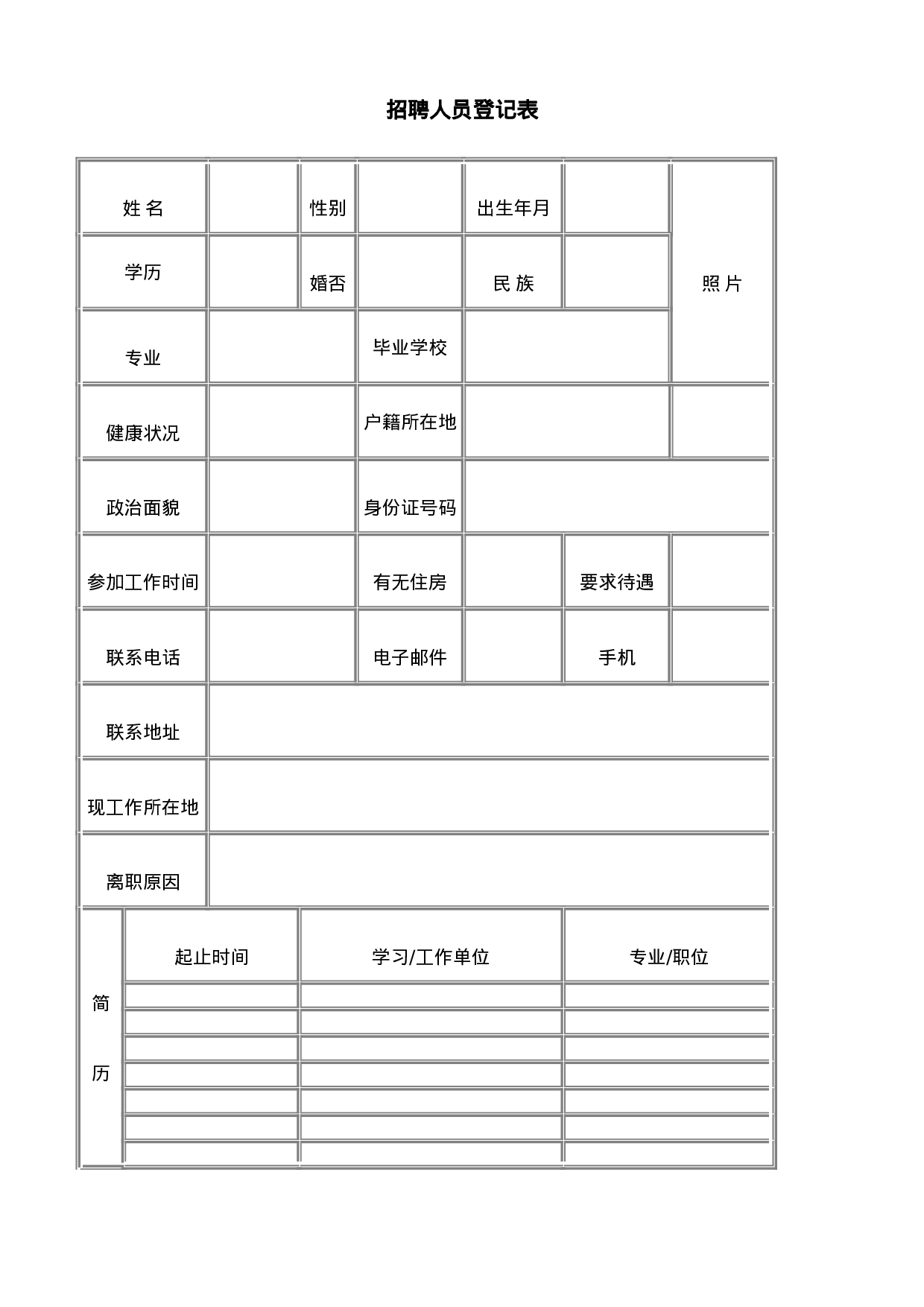 【招聘】人员登记表.doc 第1页