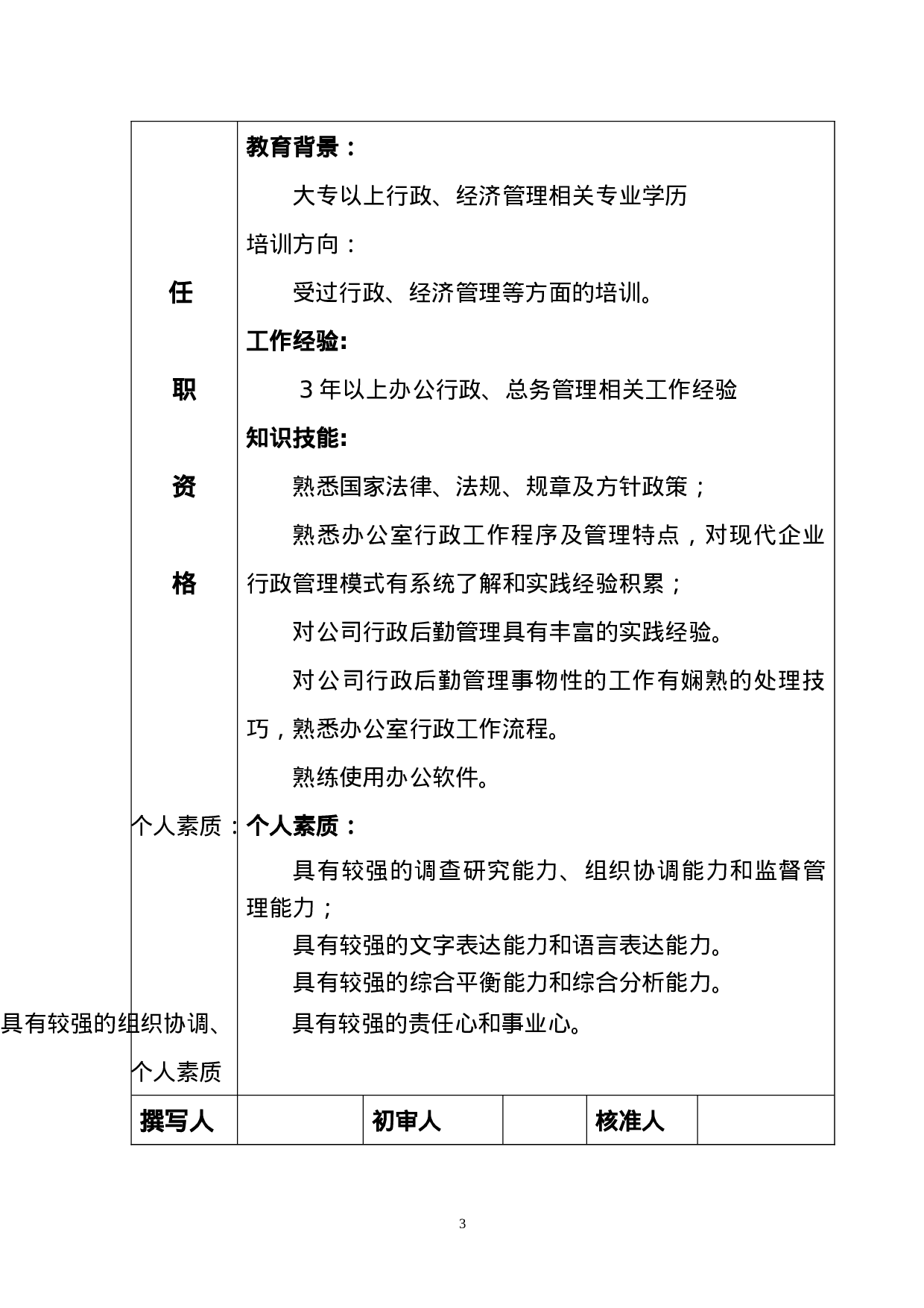 办公室岗位说明书.doc 第3页