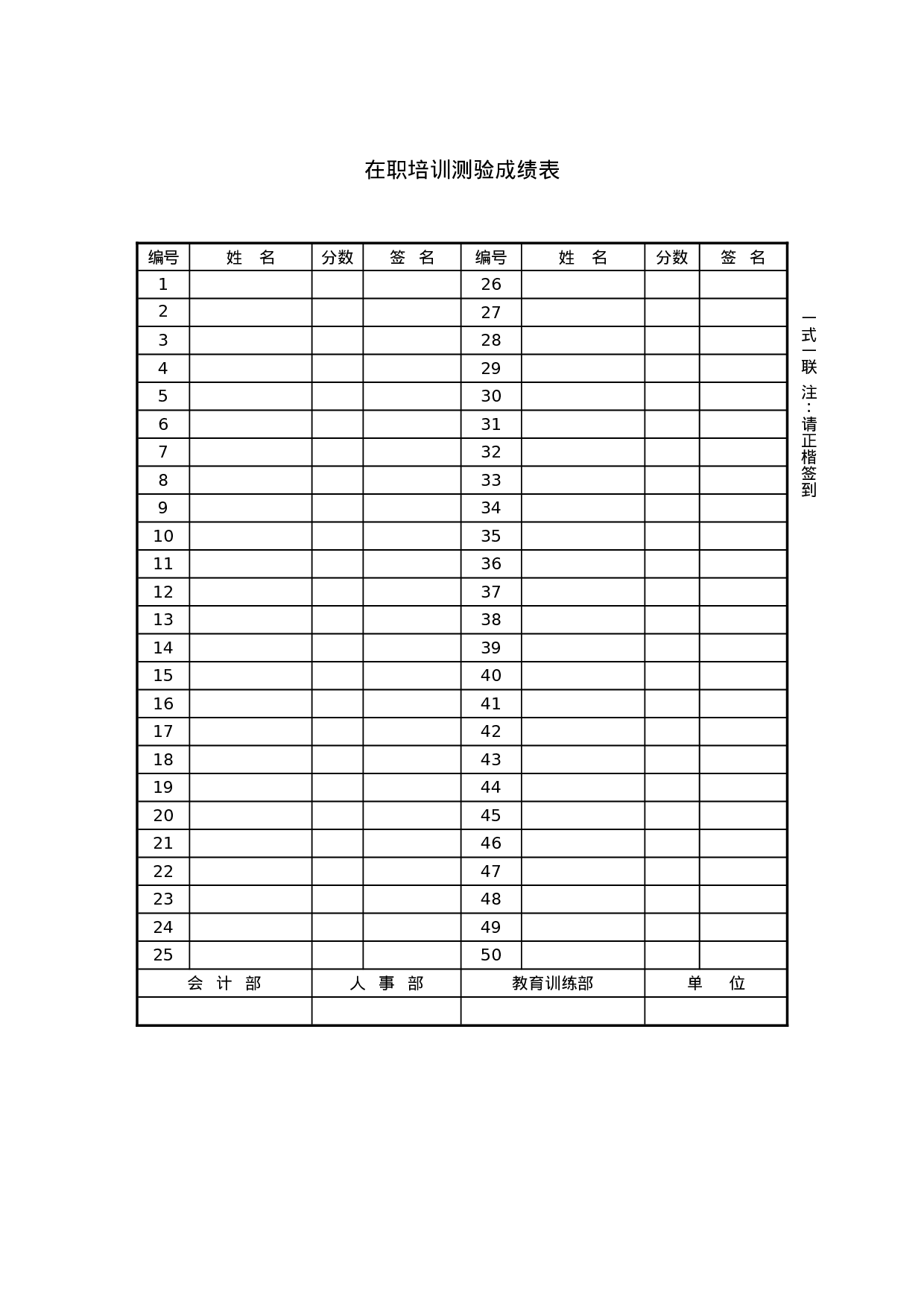 在职培训测验成绩表.doc 第1页