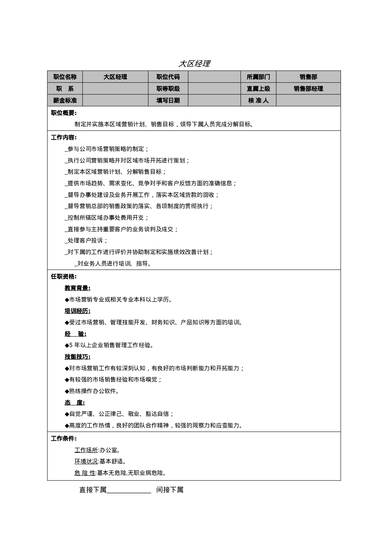 大区经理的职能描述书.doc 第1页
