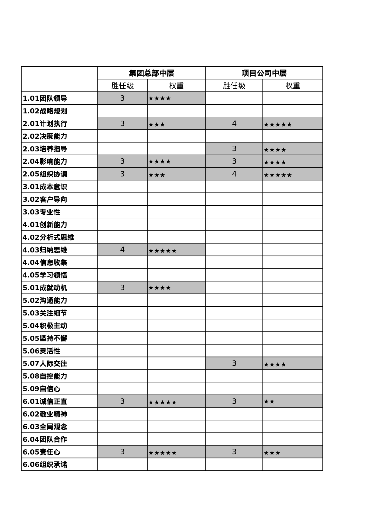 素质模型矩阵图.xls 第6页