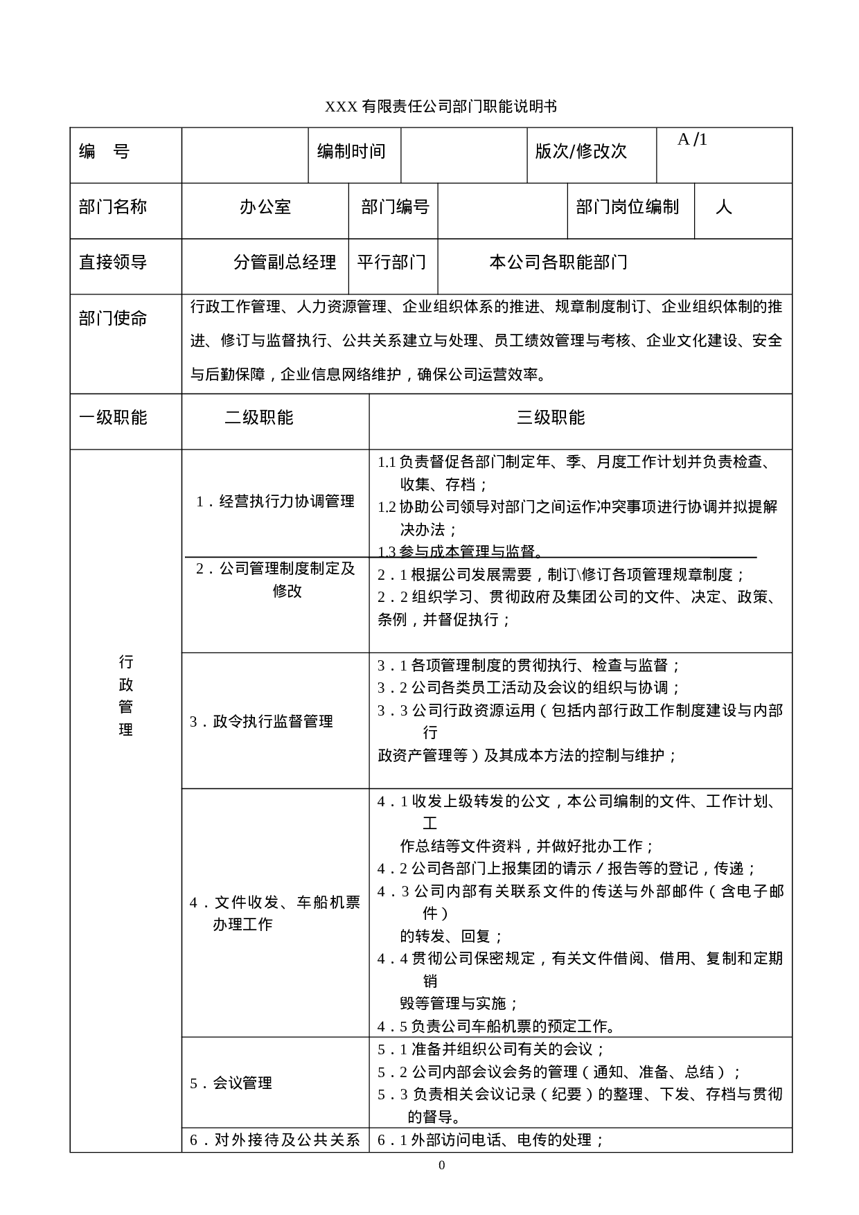 行政办公室职能说明书.doc 第1页