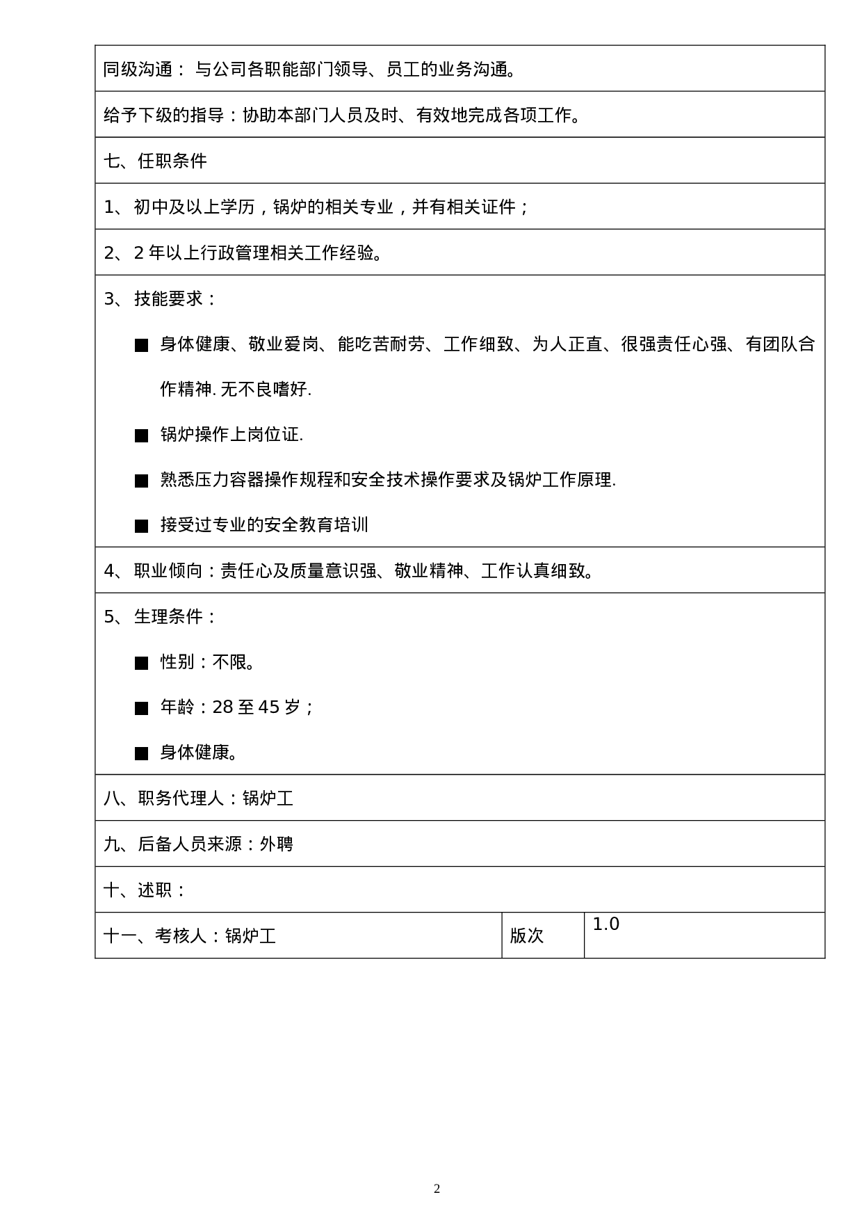 行政部锅炉工岗位说明书.doc 第2页