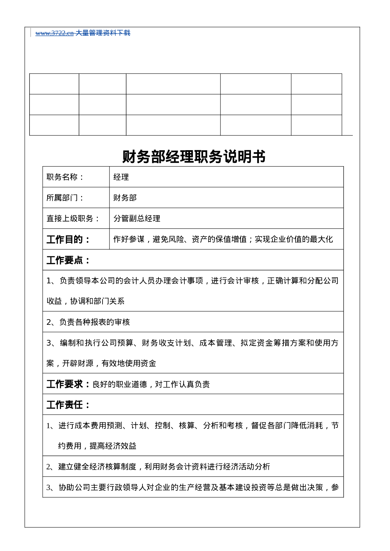 财务部职务说明书.doc 第3页