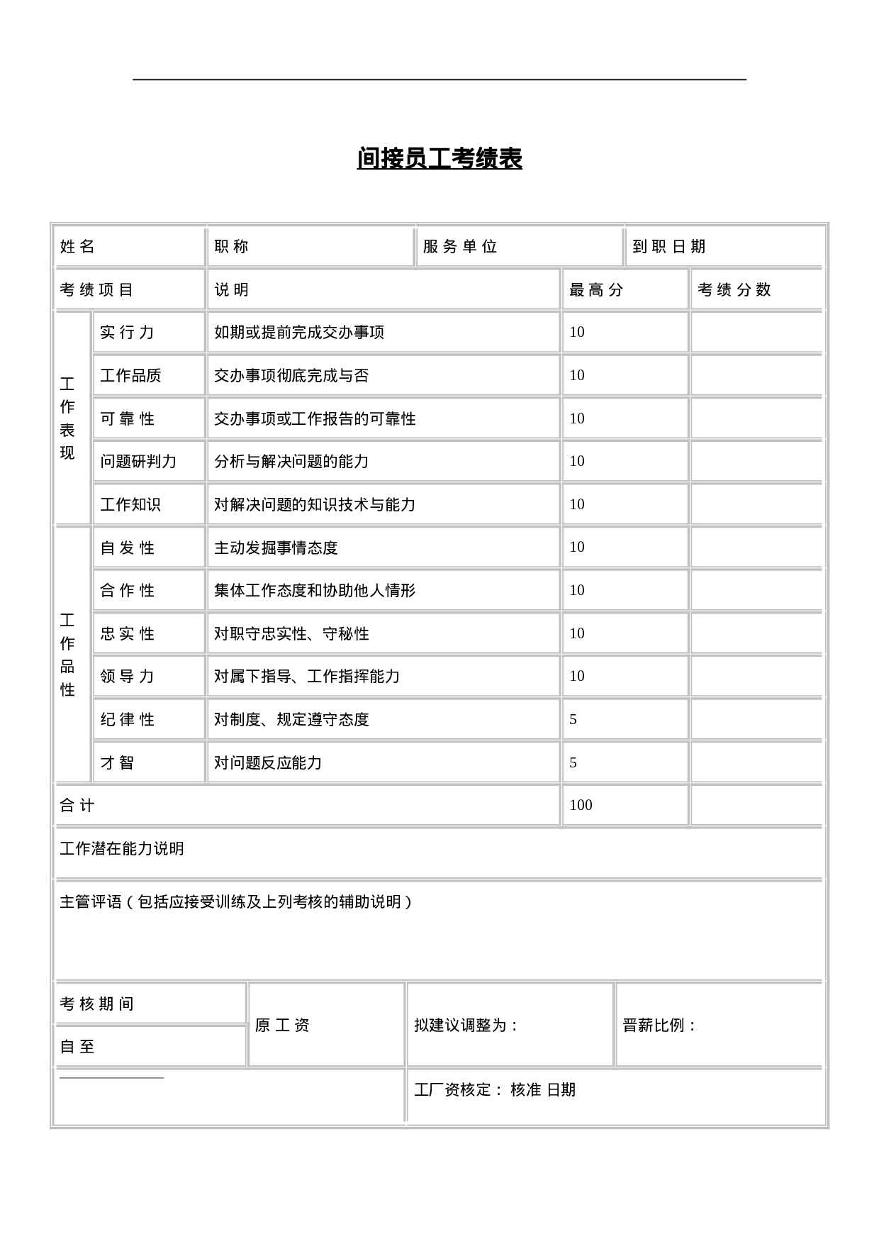 间接员工考绩表.doc 第1页
