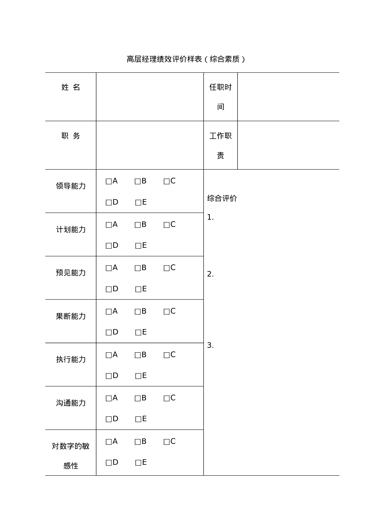 高层经理绩效评价样表.doc 第1页