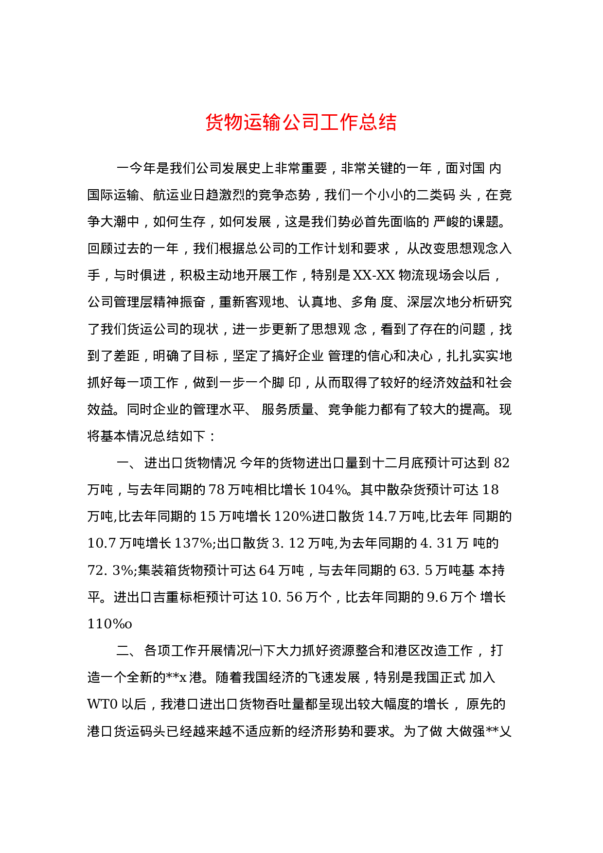 货物运输公司工作总结-1475ccae1758.docx 第1页