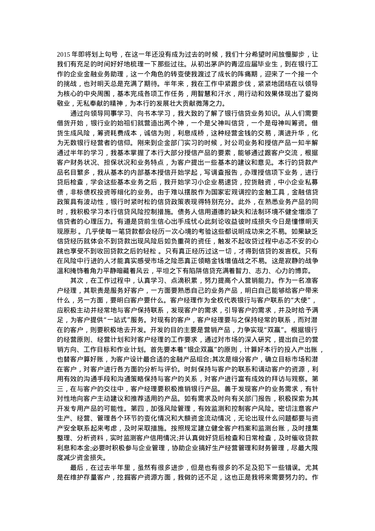 银行客户经理工作总结.doc 第1页