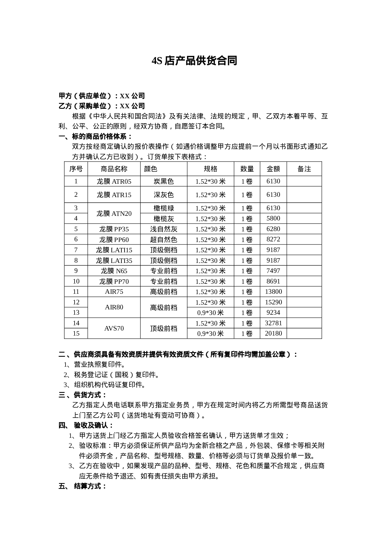 4S店供货合同范本.doc 第1页