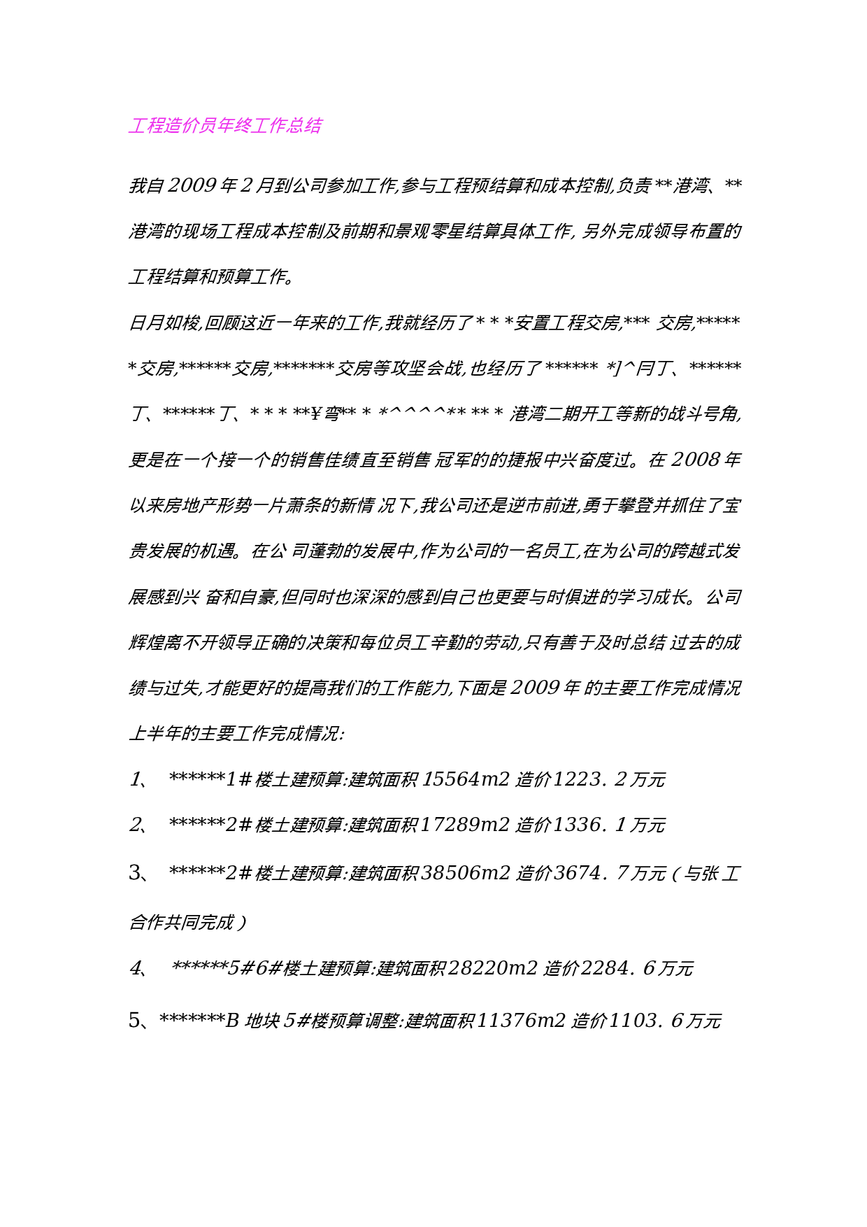 工程造价员年终工作总结.docx 第1页