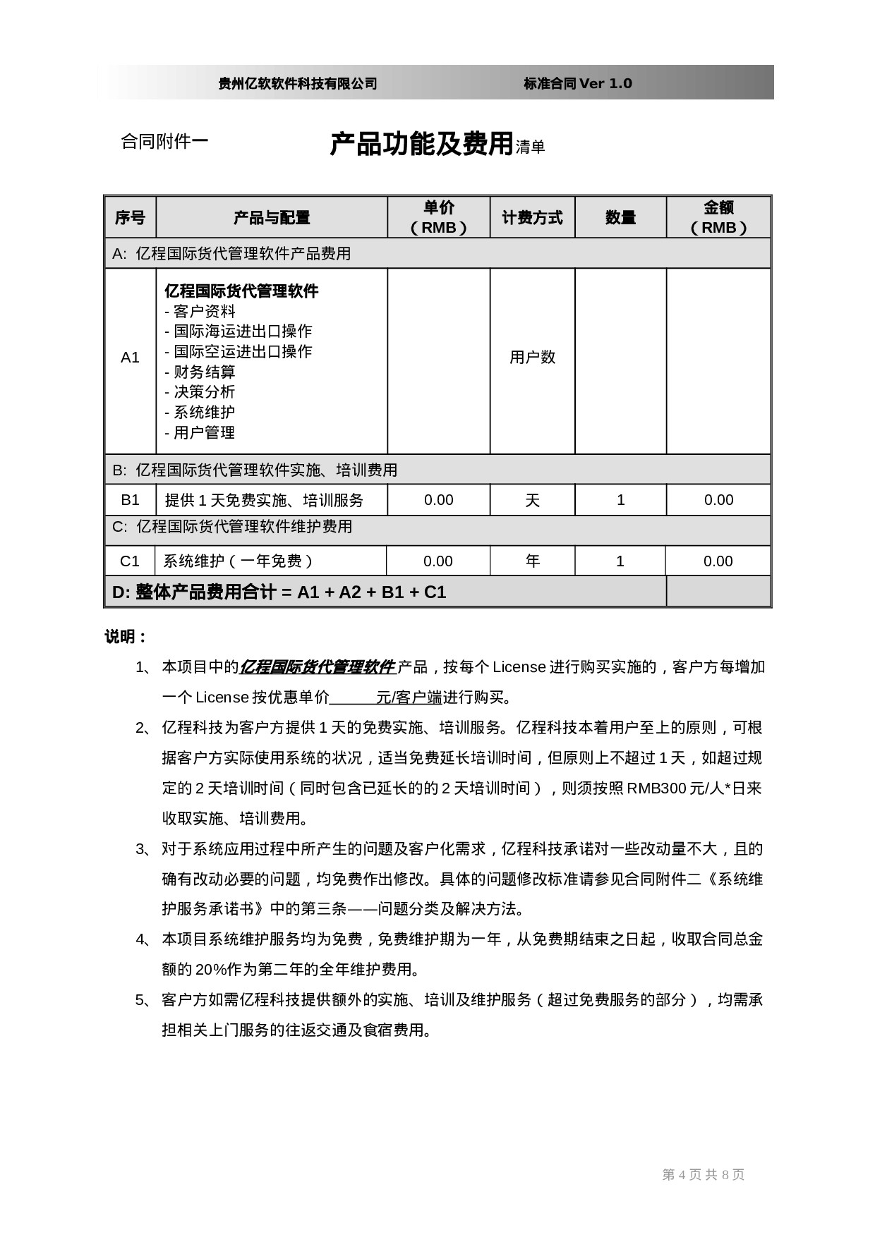 软件销售合同书(XX国际货运代理有限公司).doc 第4页