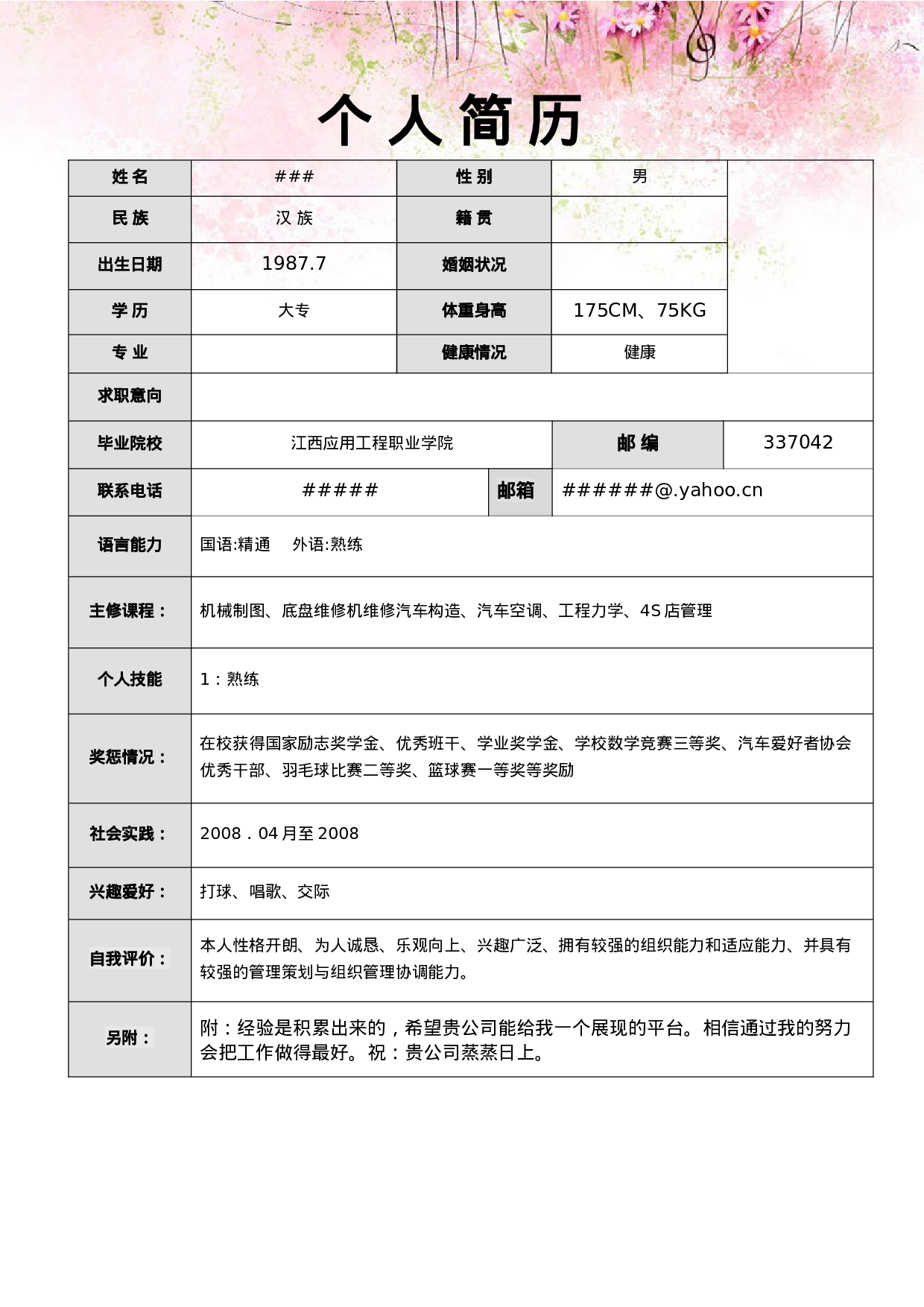 简历文14571.doc 第1页