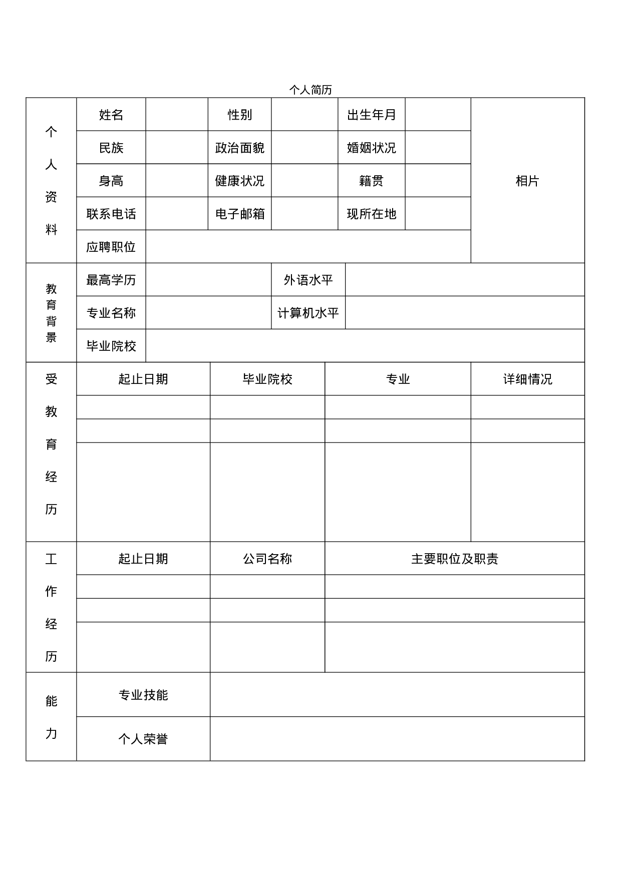 表格简历设计5473.doc 第1页