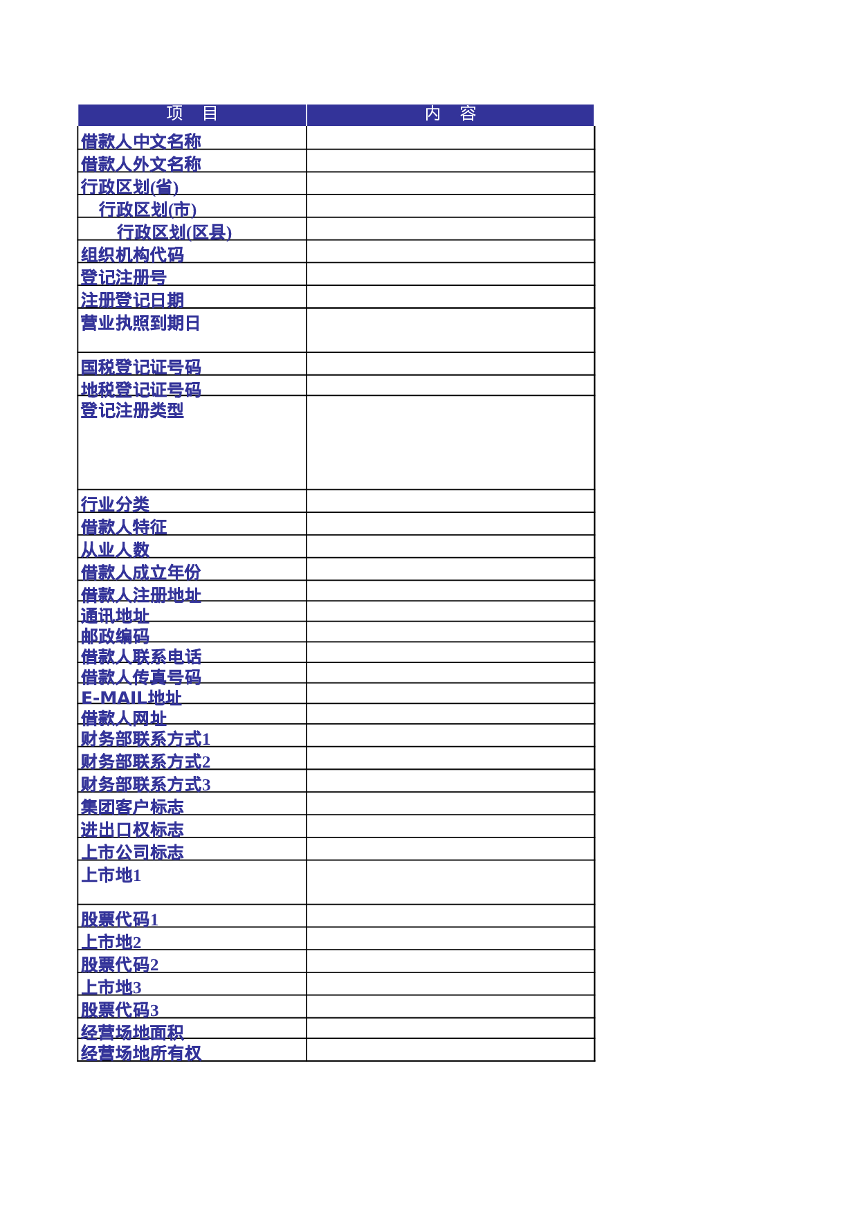 借款人基本信息模板.xls 第1页