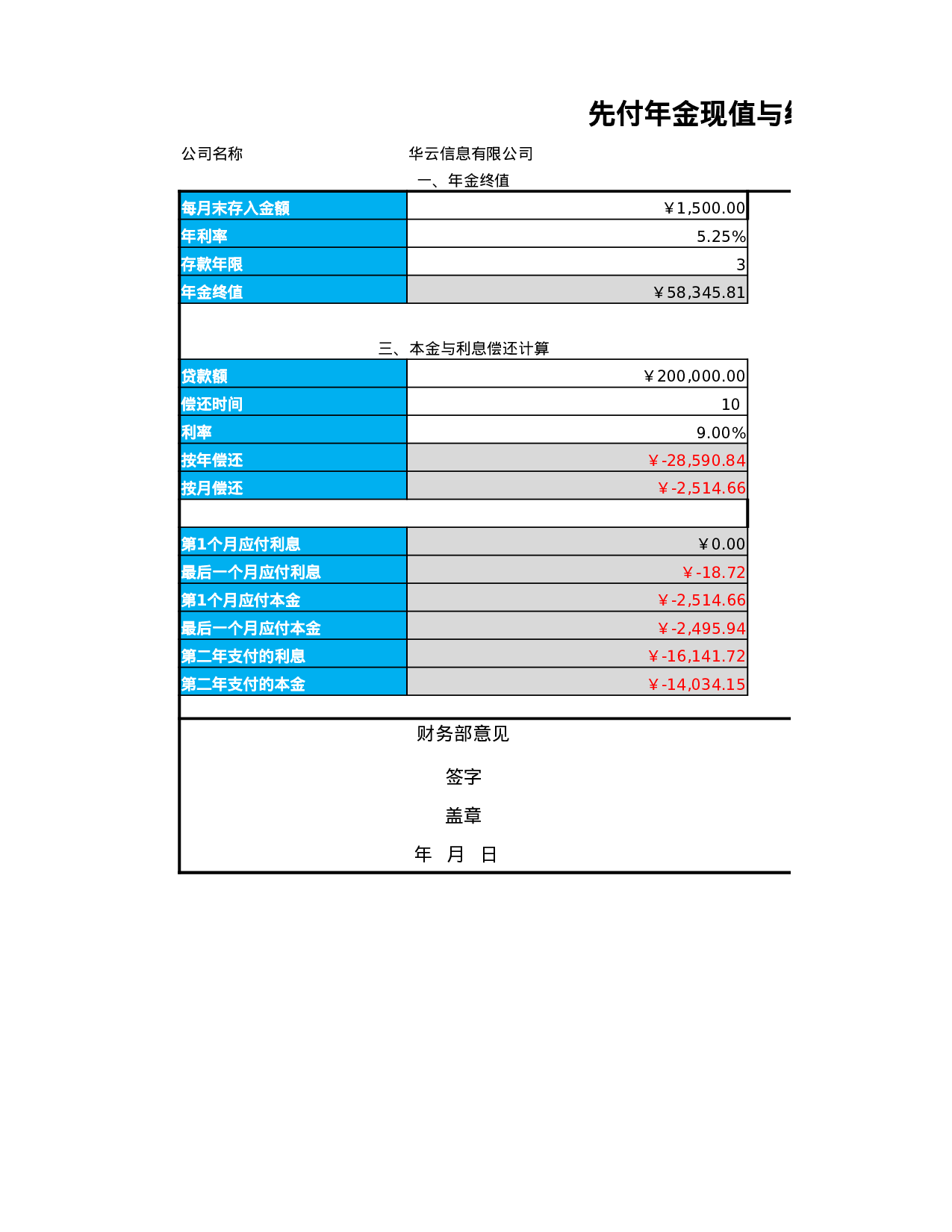 先付年现金值与终值计算.xlsx 第1页