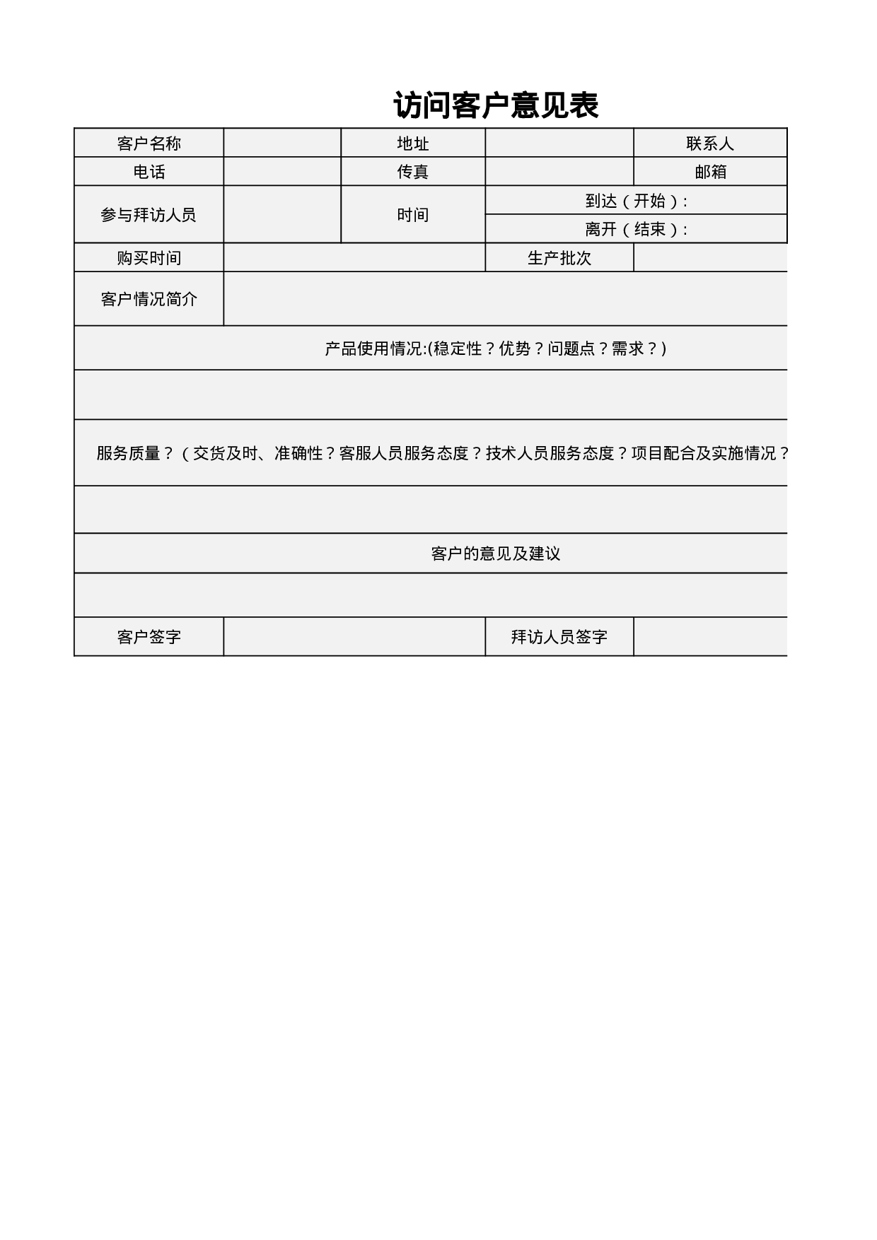 访问客户意见表.xlsx 第1页