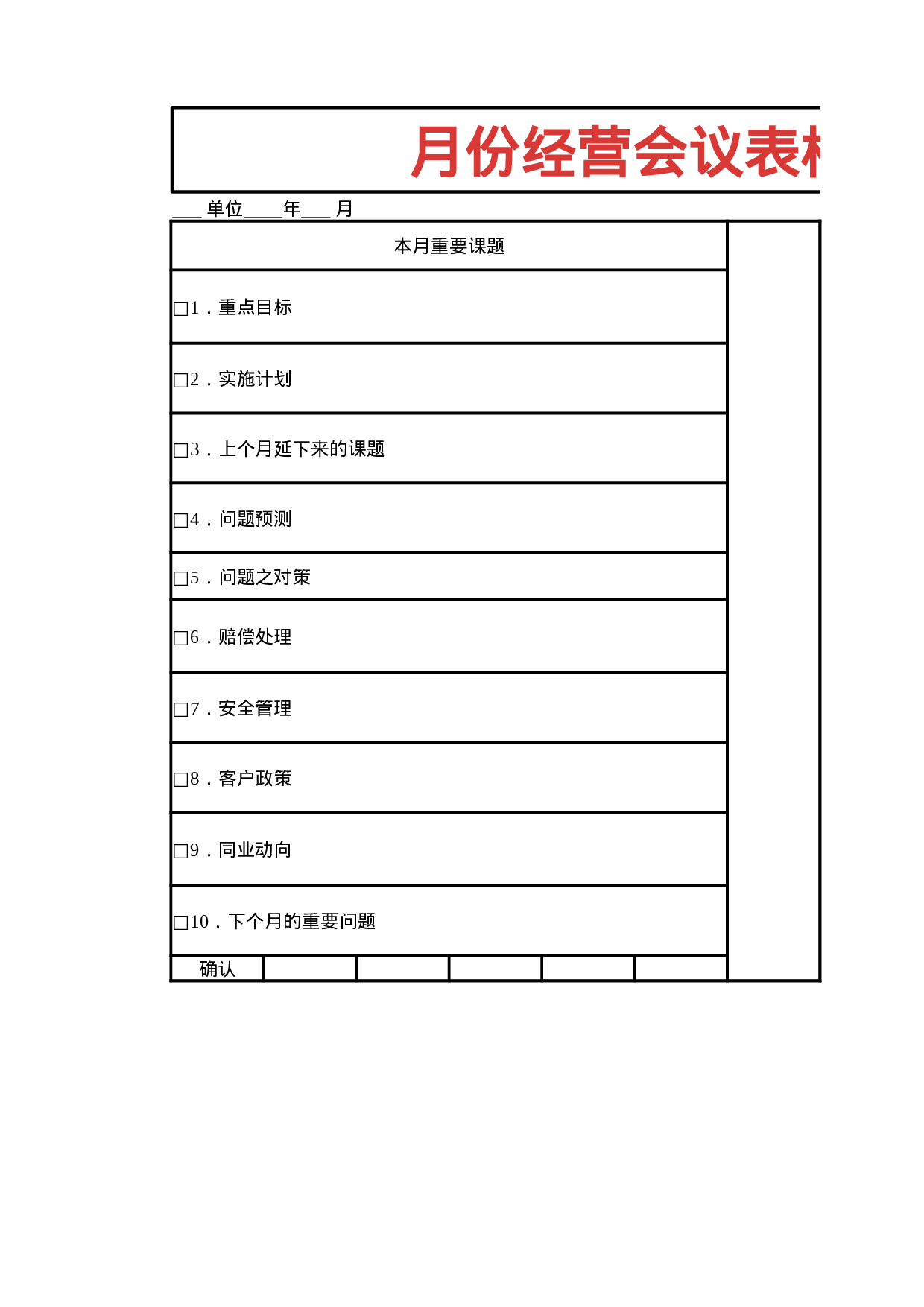 月份经营会议表.xlsx 第1页