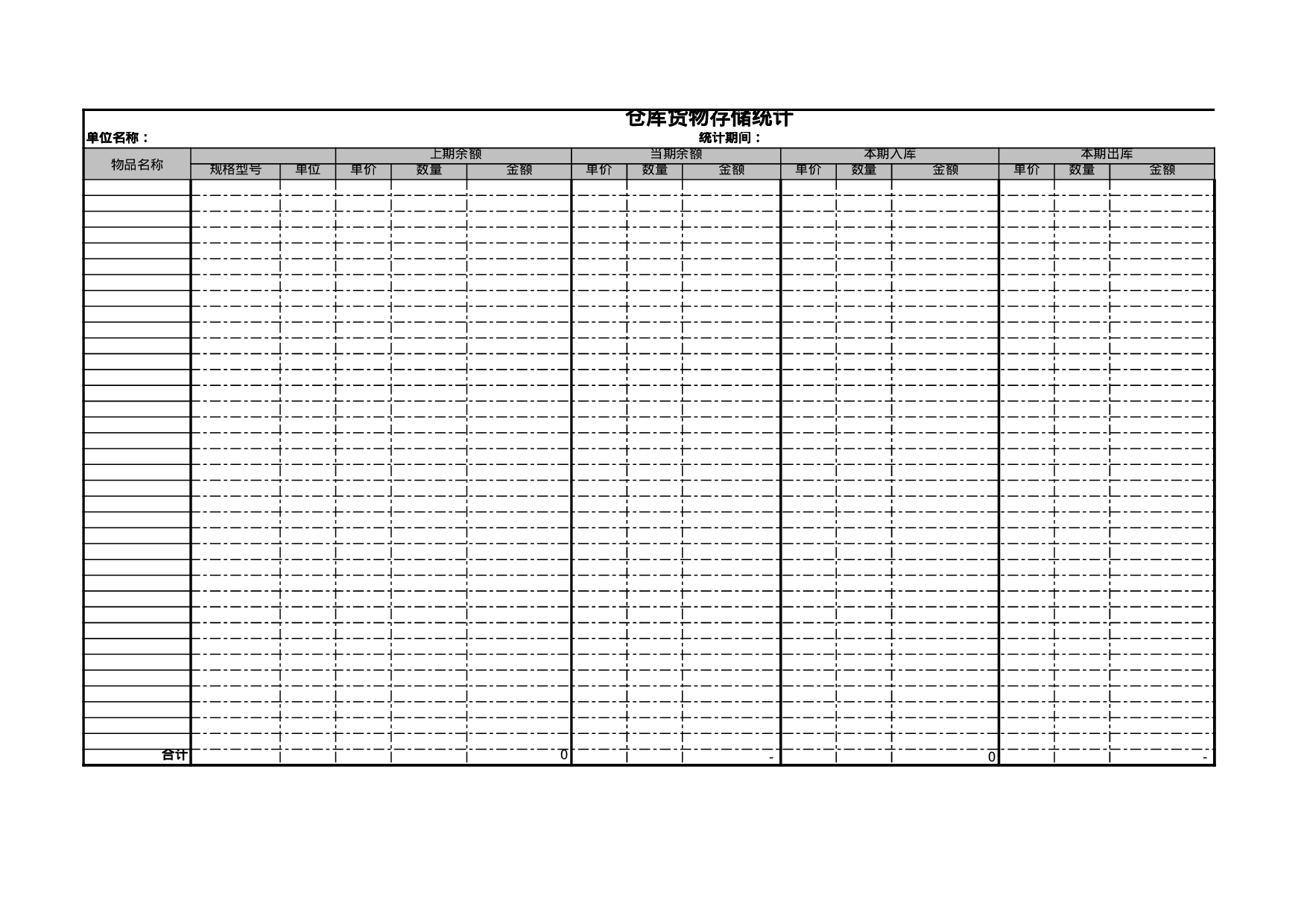 仓库货物存储统计.xls 第1页