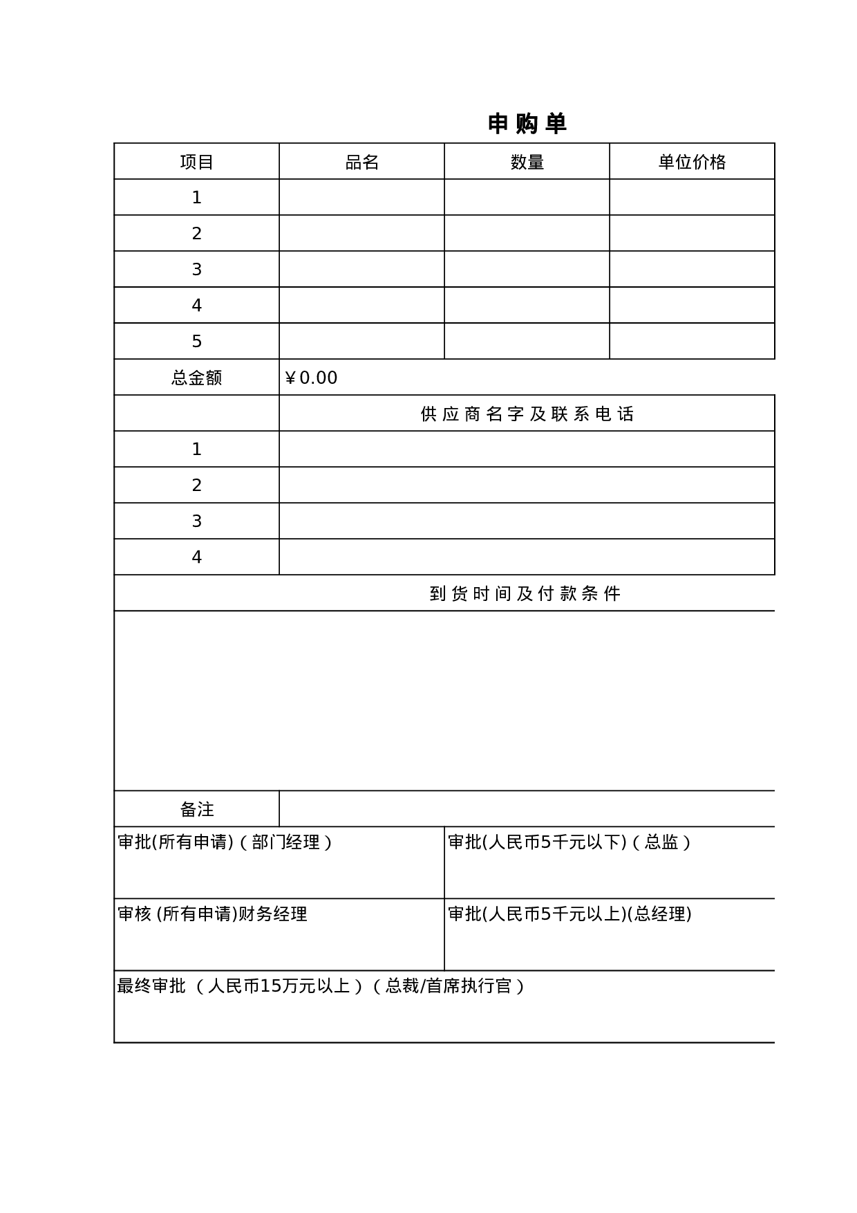 企业公司使用的申购单.xls 第1页