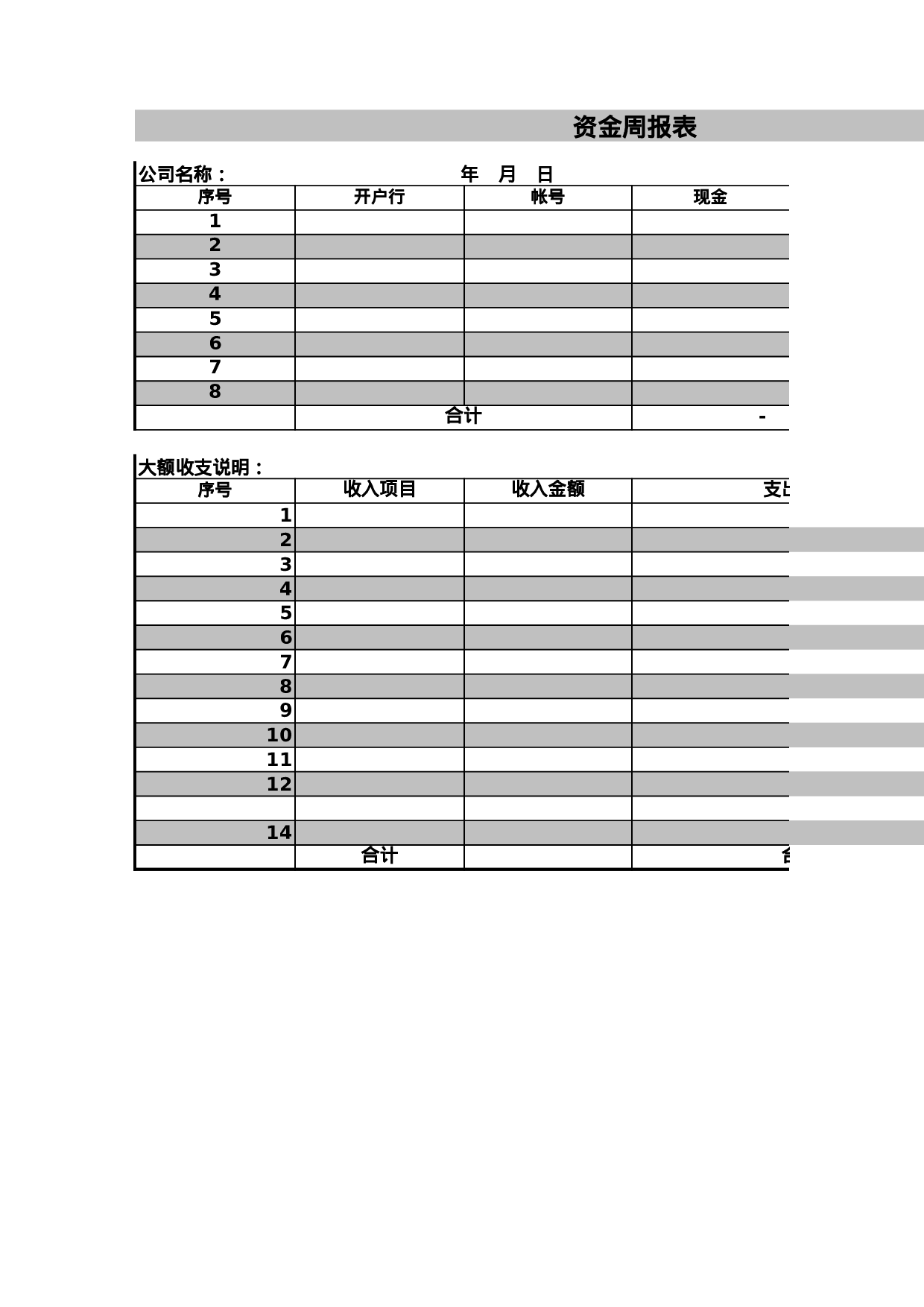 企业公司资金周报表.xls 第1页