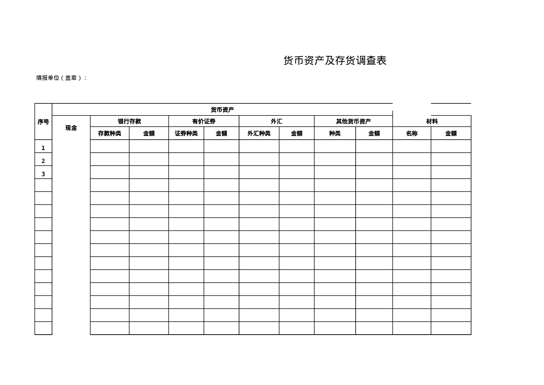 货币资产及存货调查表.xls 第1页