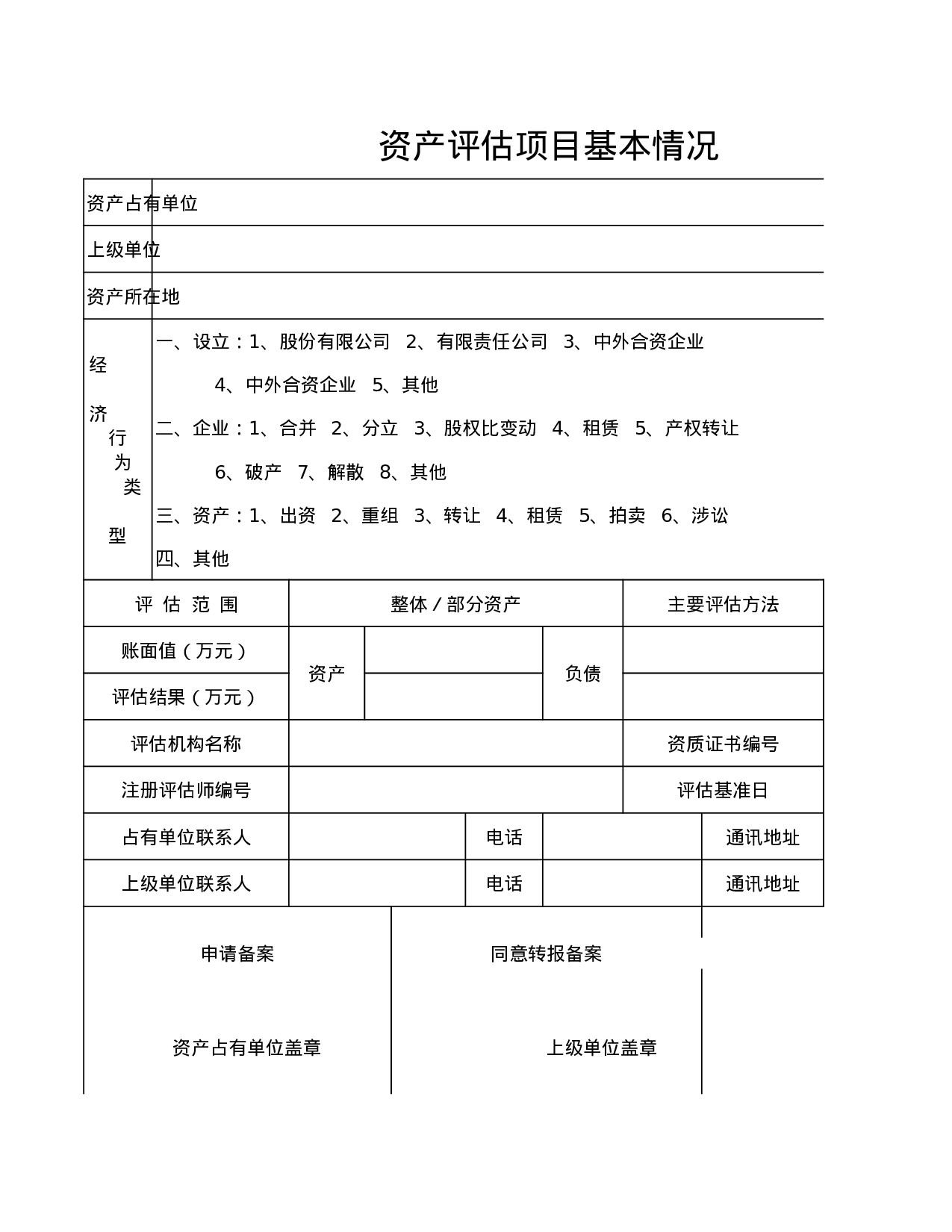 资产评估项目基本情况.xls 第1页