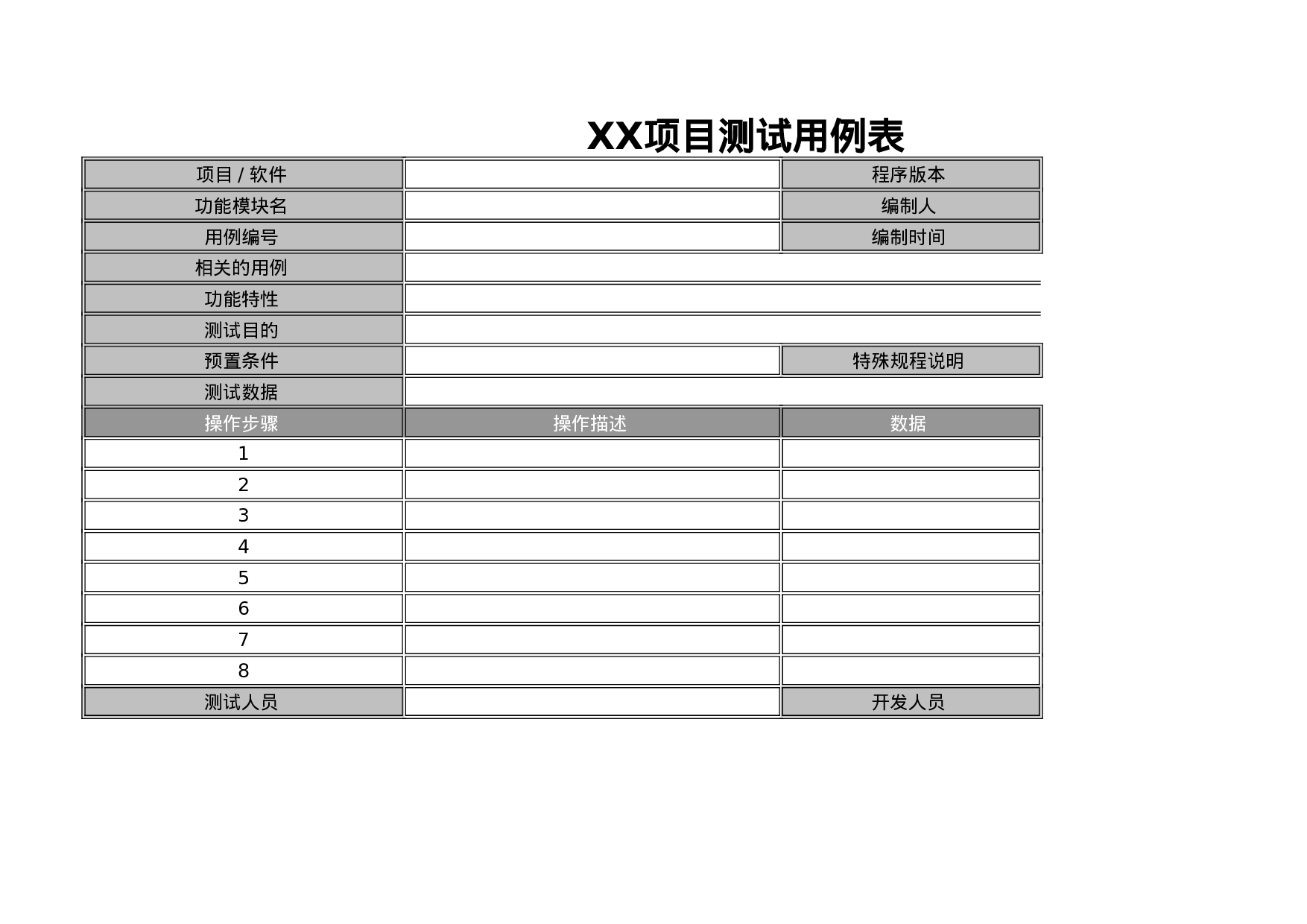 项目测试用例表2.xls 第1页