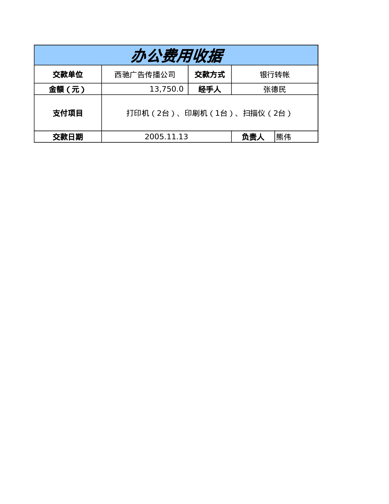 办公费用收据.xls 第1页