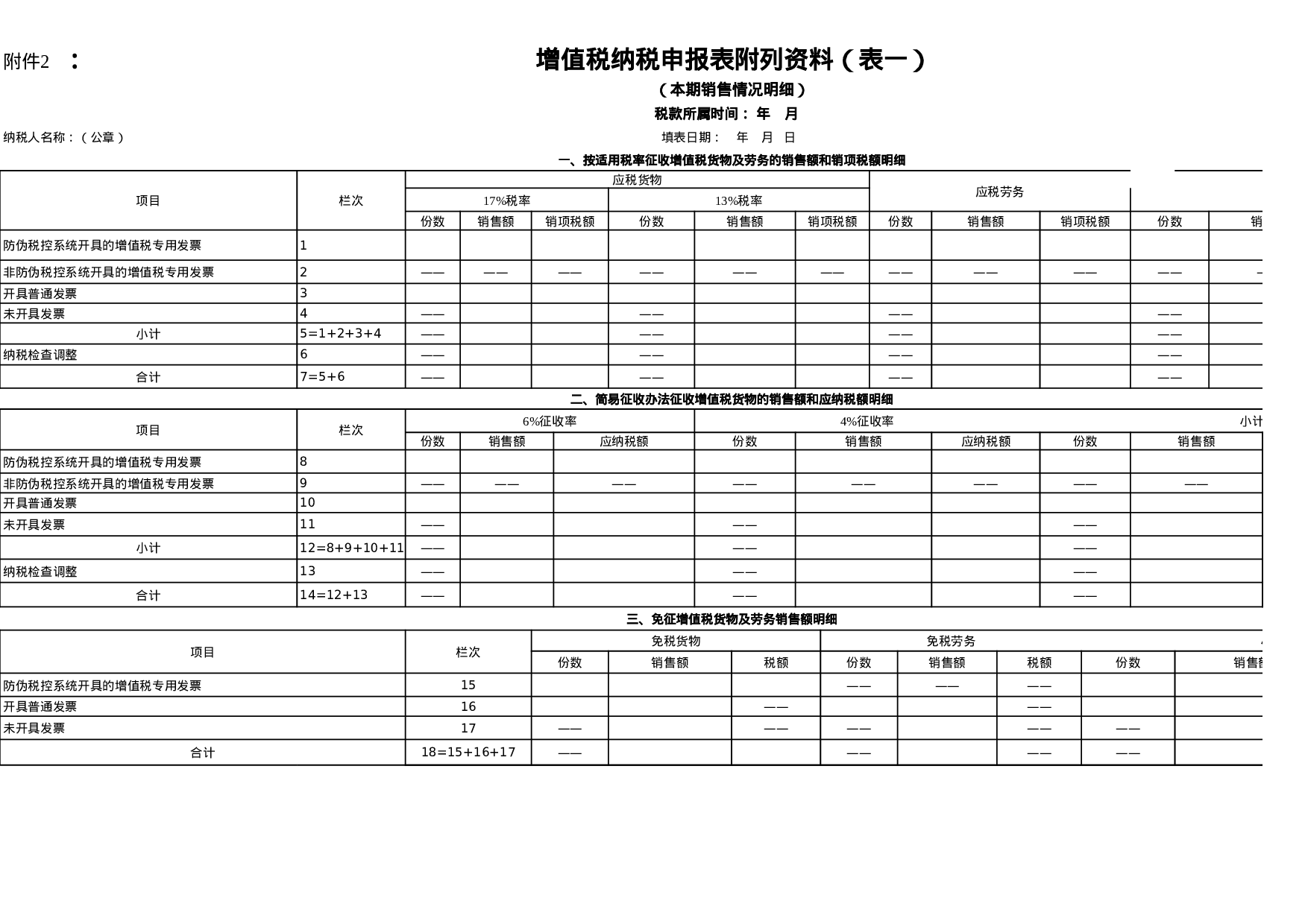 增值税纳税申报表附列资料一（XX年2月1日启用）.xls 第1页