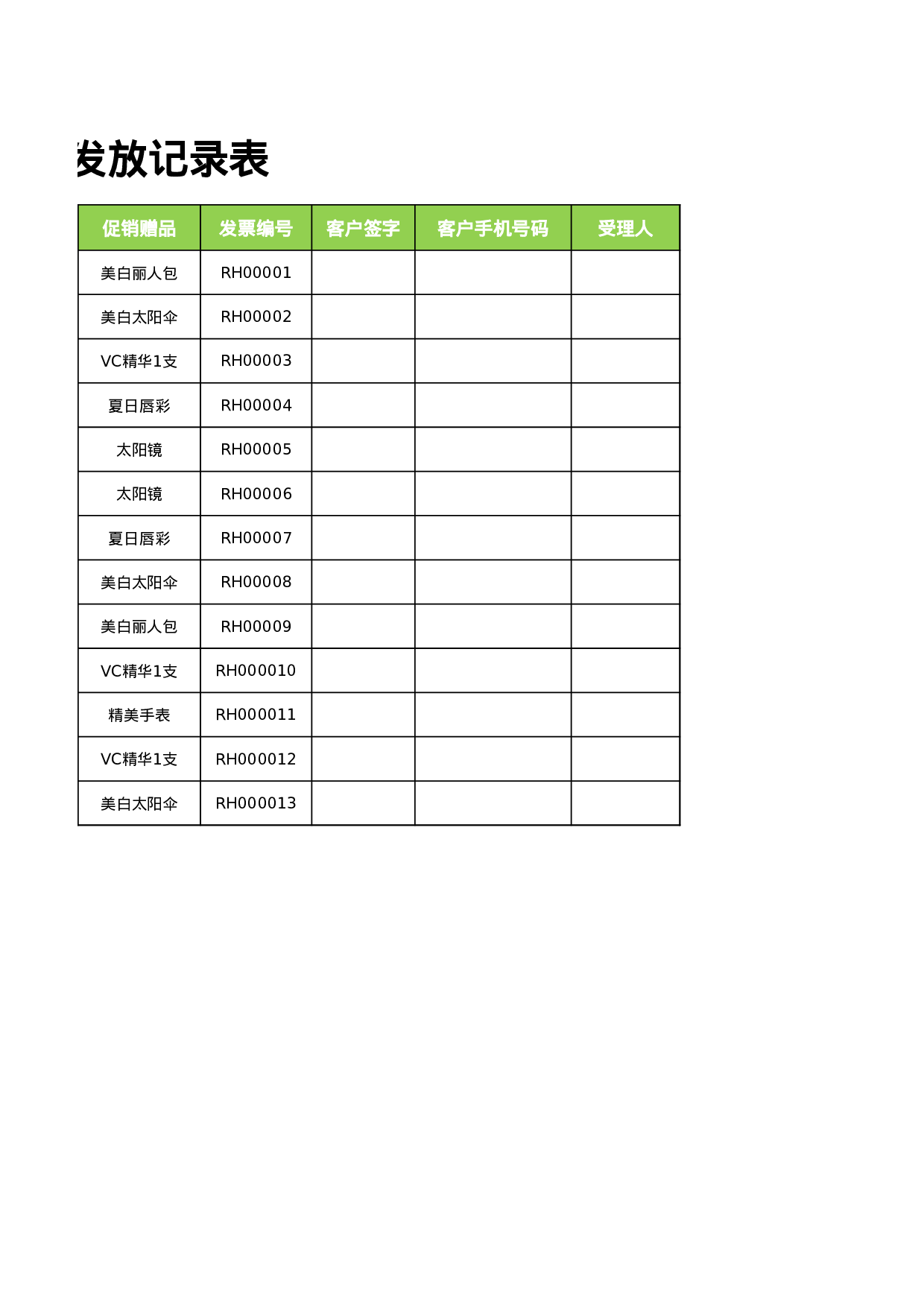 发放赠品记录单.xlsx 第2页