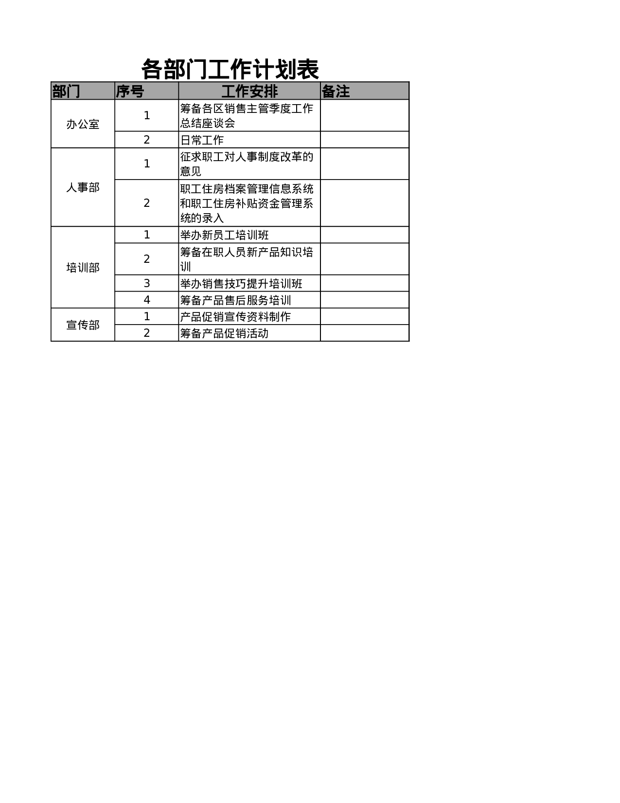 各部门工作计划表.xlsx 第1页