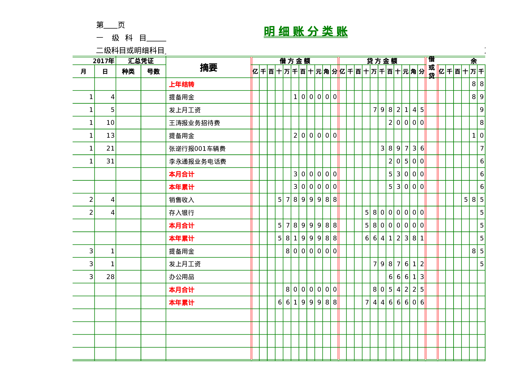 账本模板-总账-明细账-报表.xls 第1页