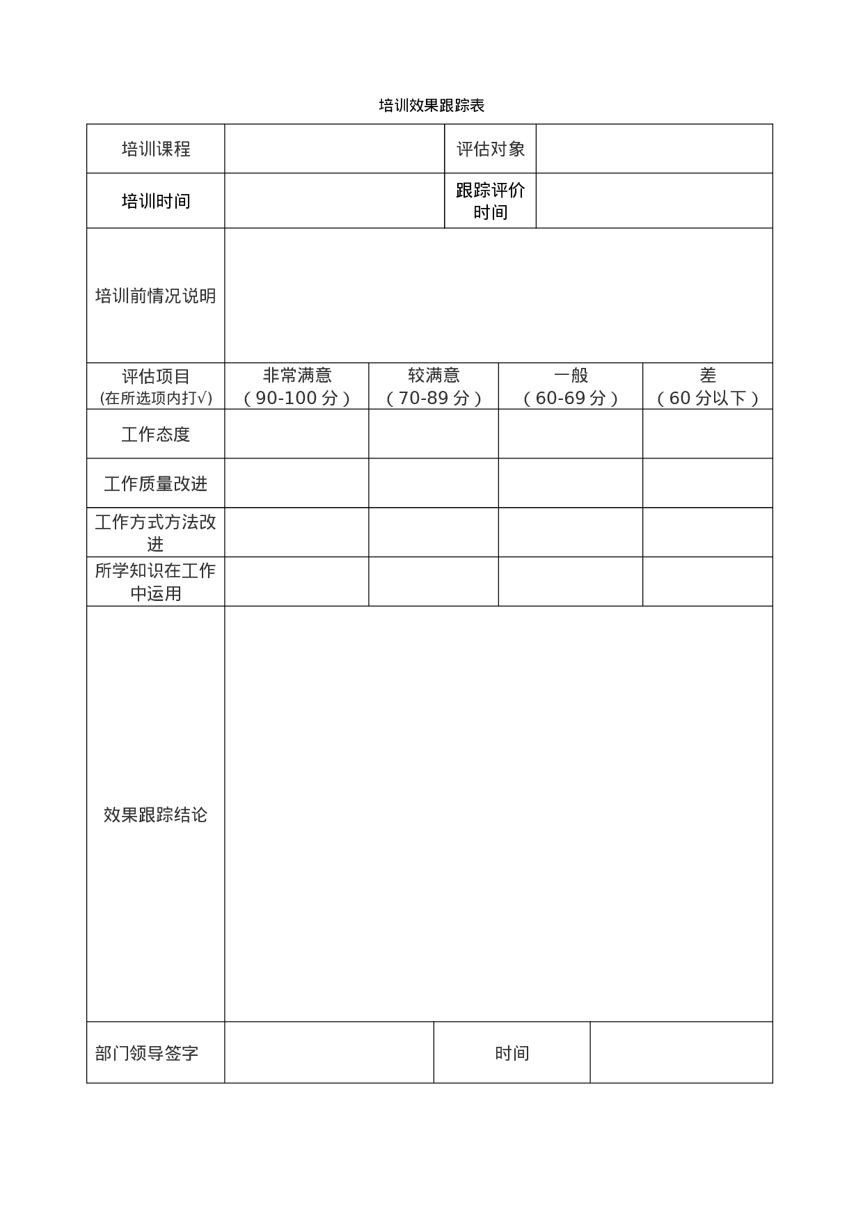 培训效果跟踪表 5页.doc 第1页