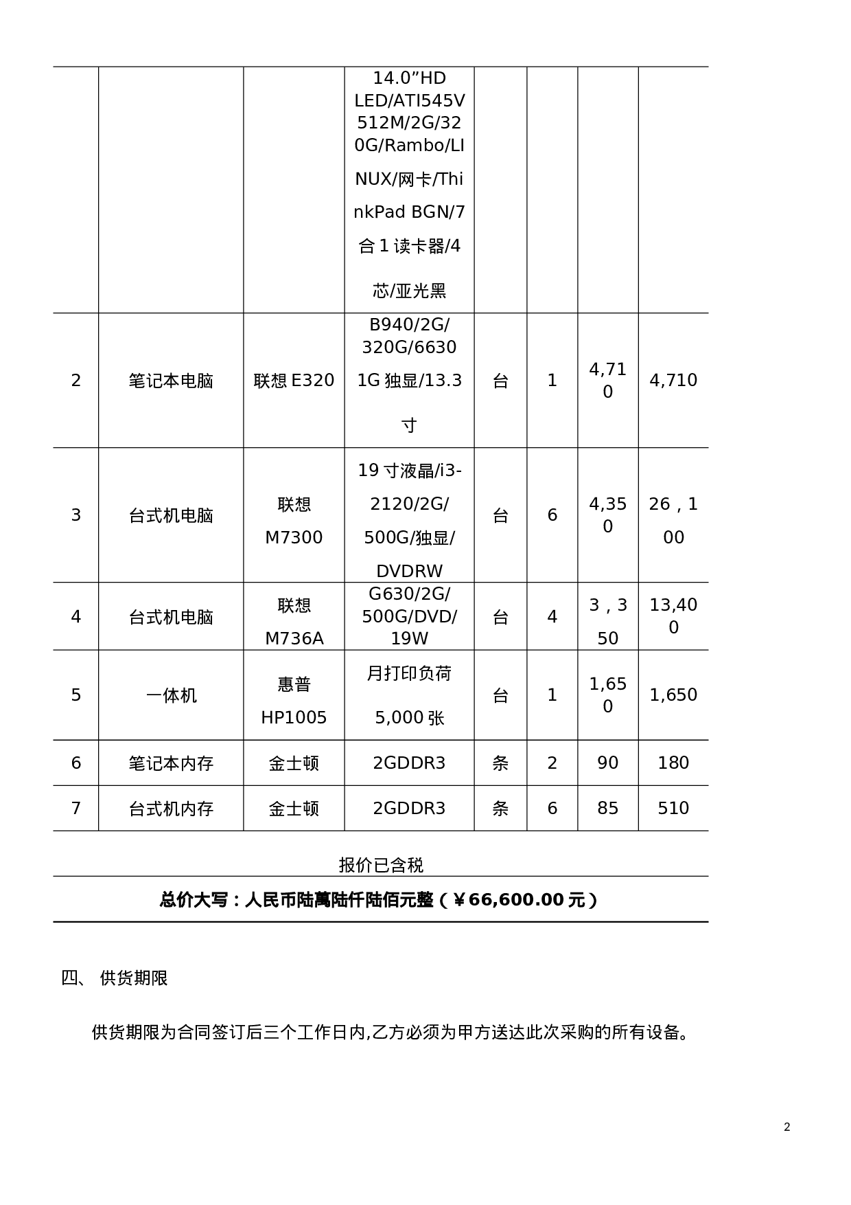 电脑及办公设备采购合同.doc 第2页