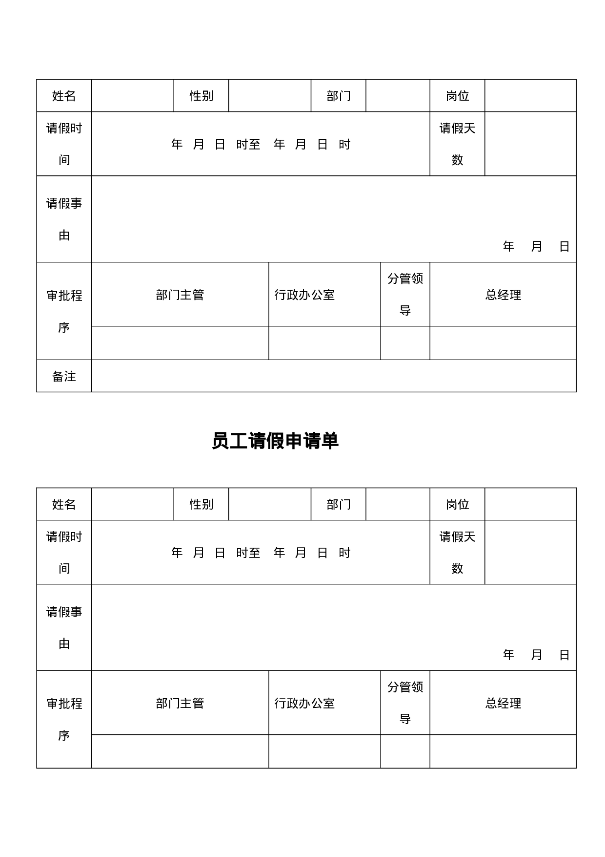 7.公司企业最常用表单范本大全 19个 .doc 第4页