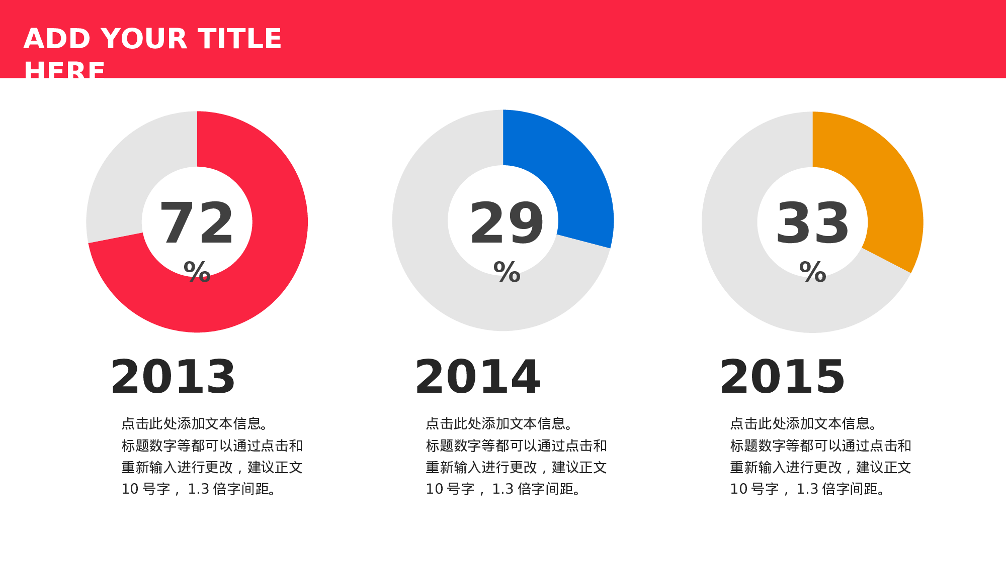 三项对比环形饼图PPT模板-4.pptx 第1页