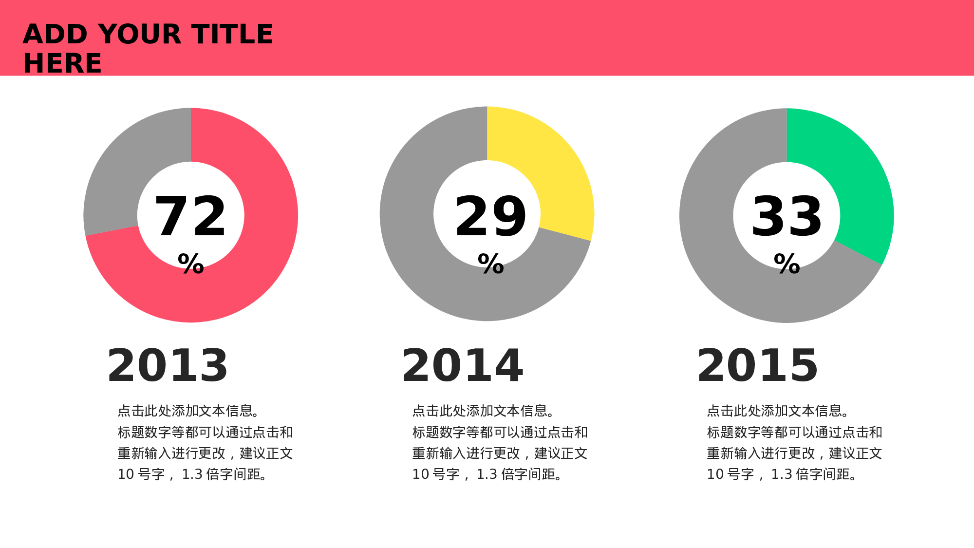 三项对比环形饼图PPT模板-4.pptx 第3页