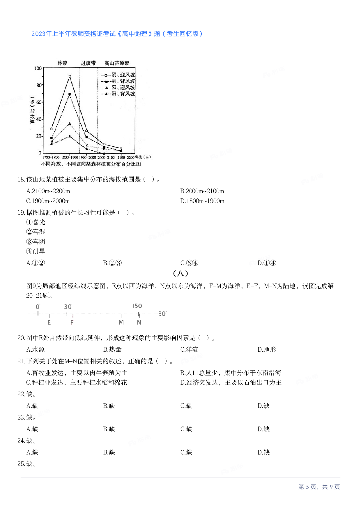 2023年上半年高中《地理》教师资格证笔试真题及答案解析.pdf 第5页