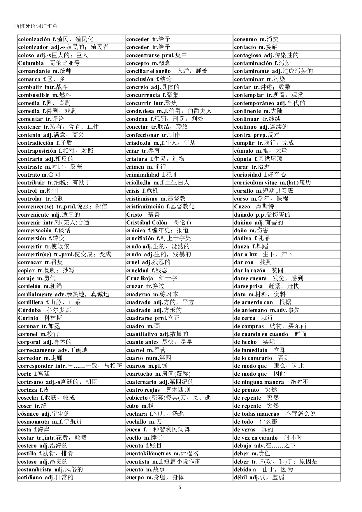 【打印】西班牙语词汇表.pdf 第6页